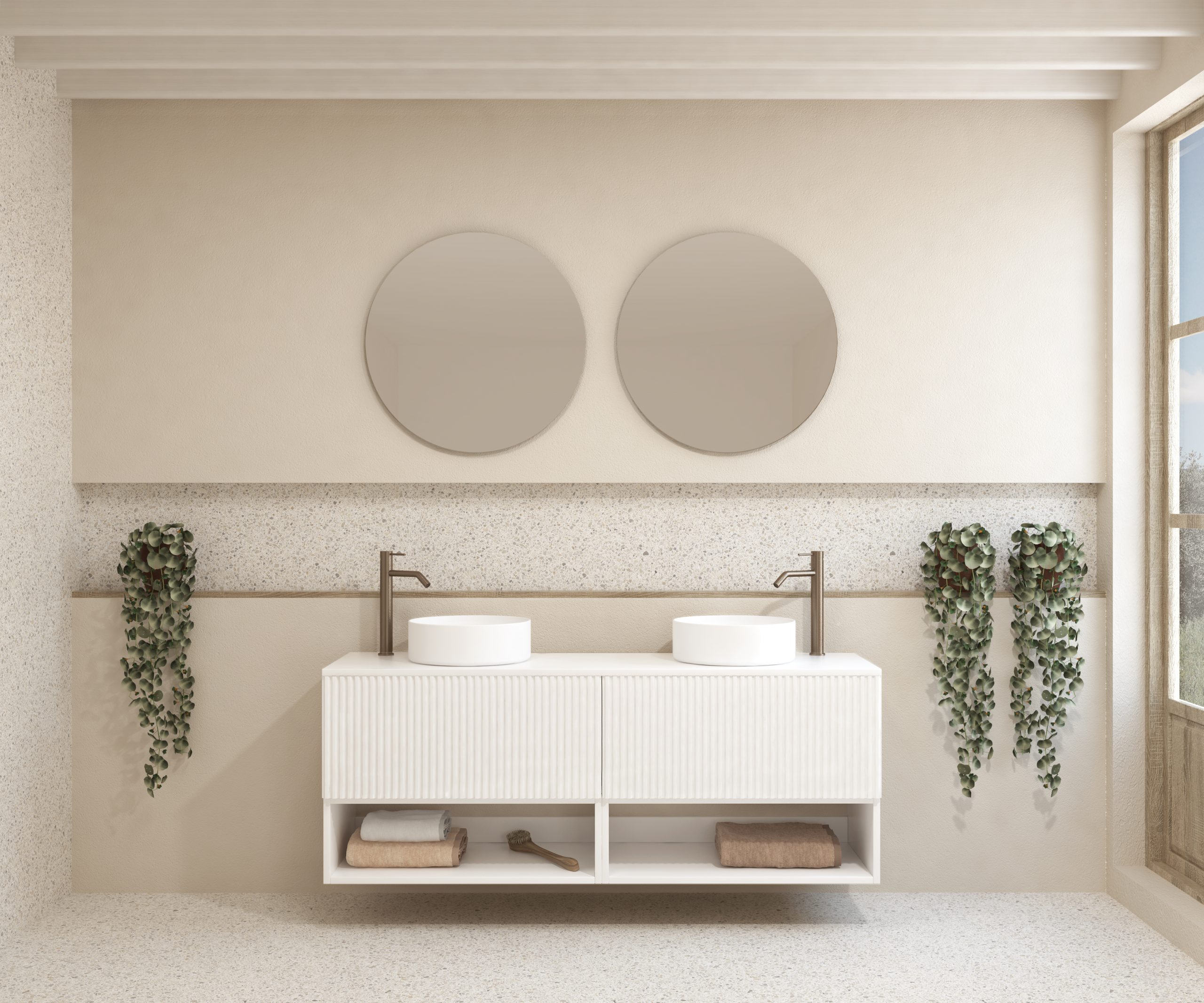 Pack LAVIGNE + lavabo + miroir rond