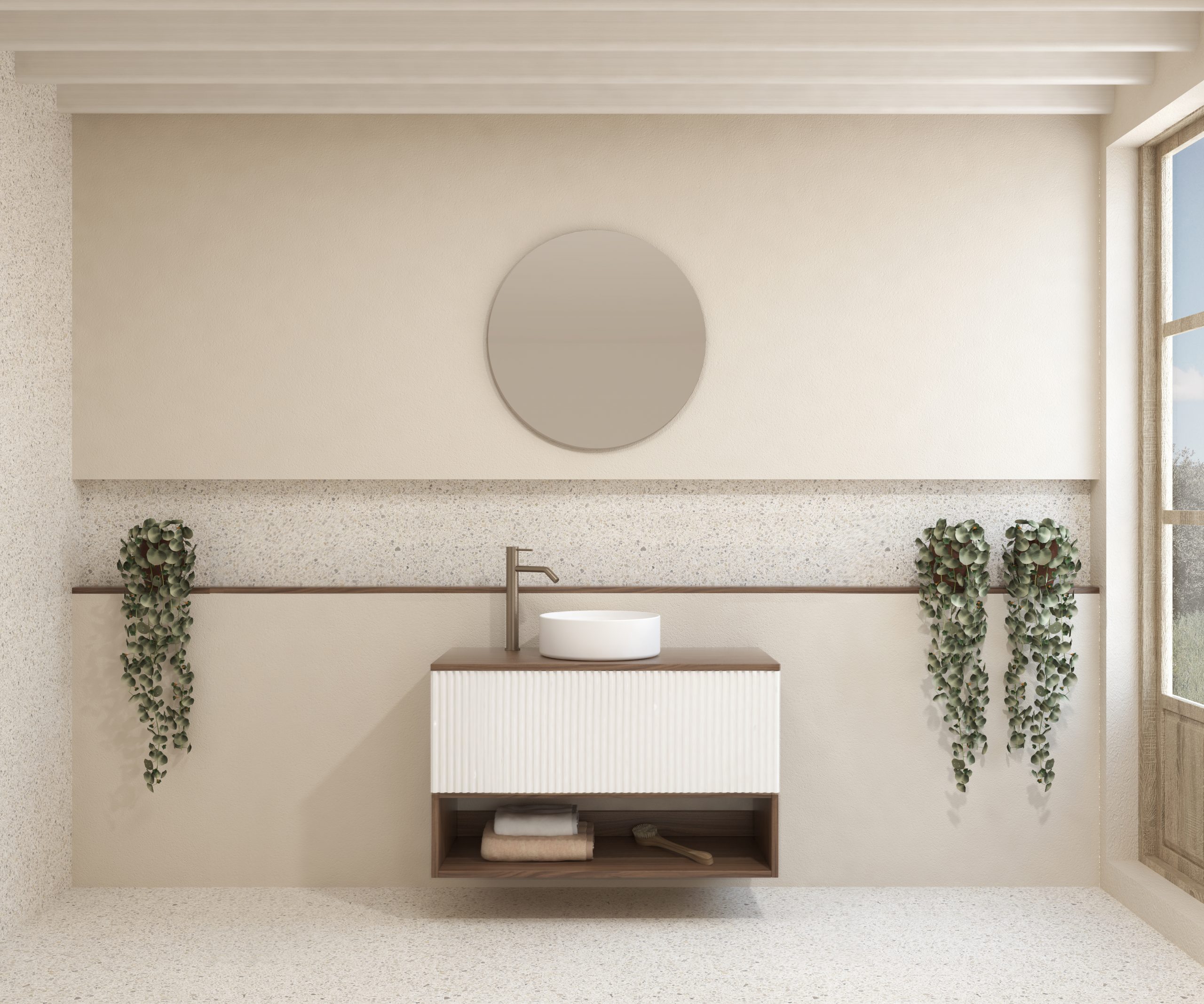 Pack LAVIGNE + lavabo + miroir rond