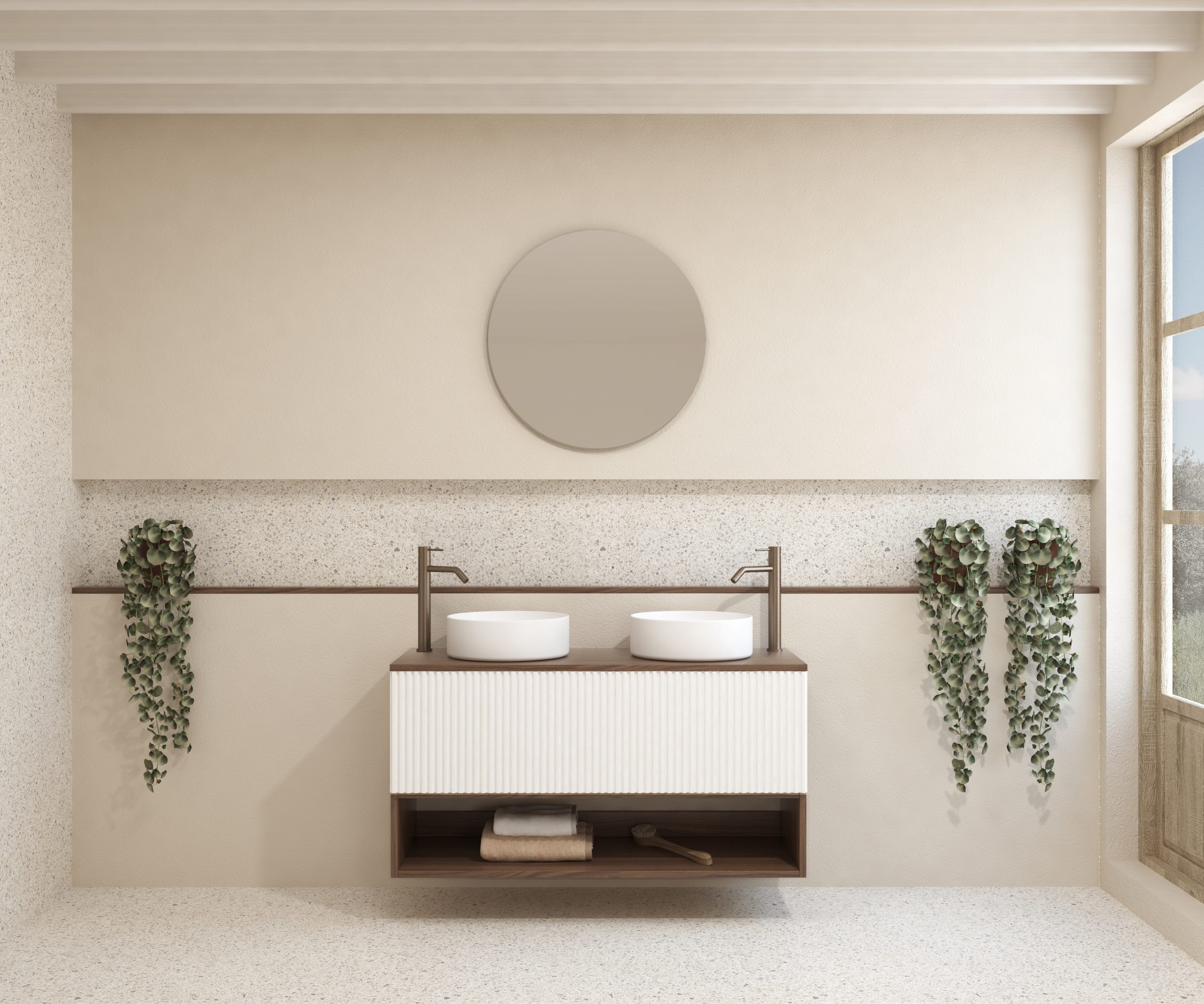 Pack LAVIGNE + lavabo + miroir rond