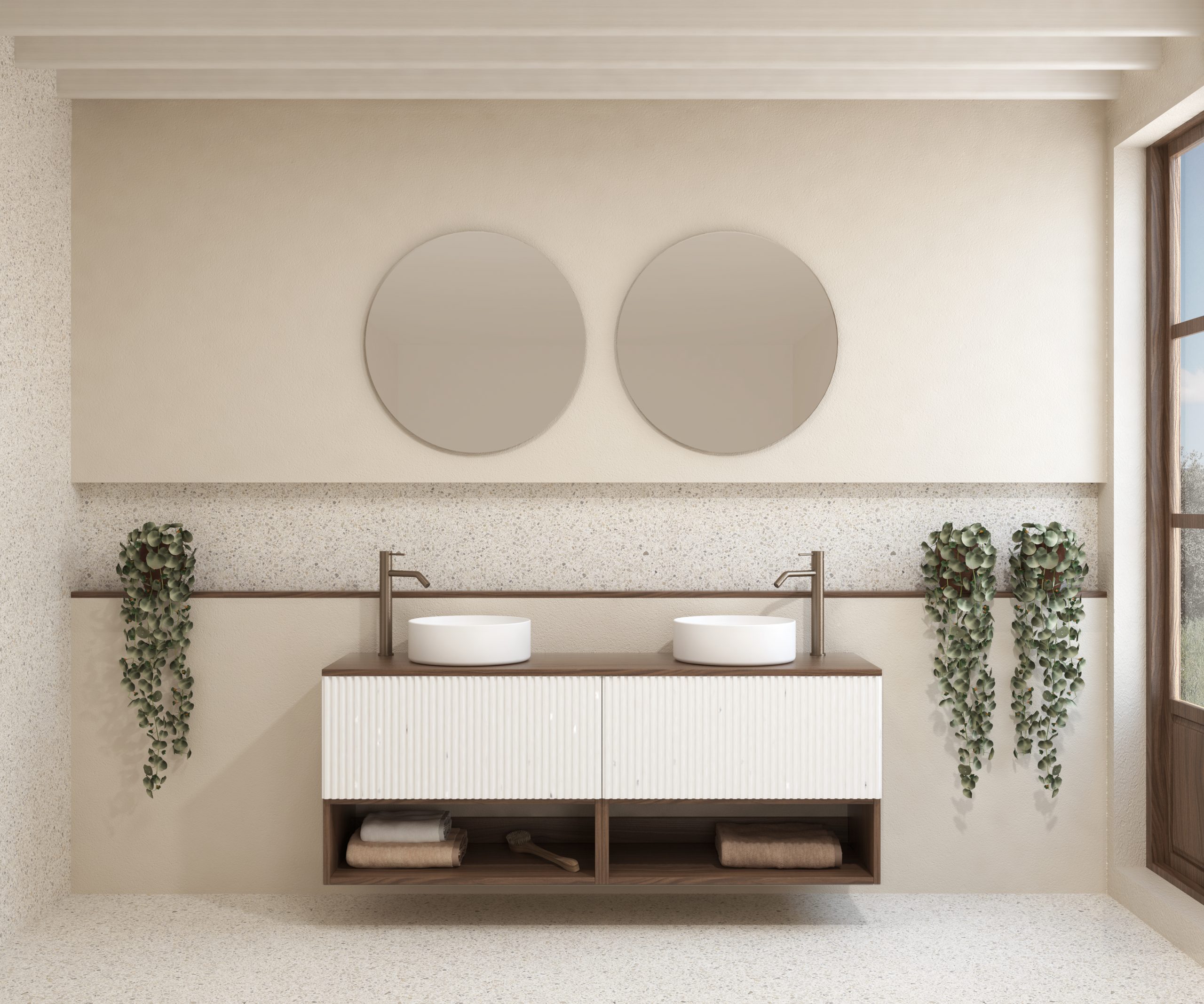 Pack LAVIGNE + lavabo + miroir rond