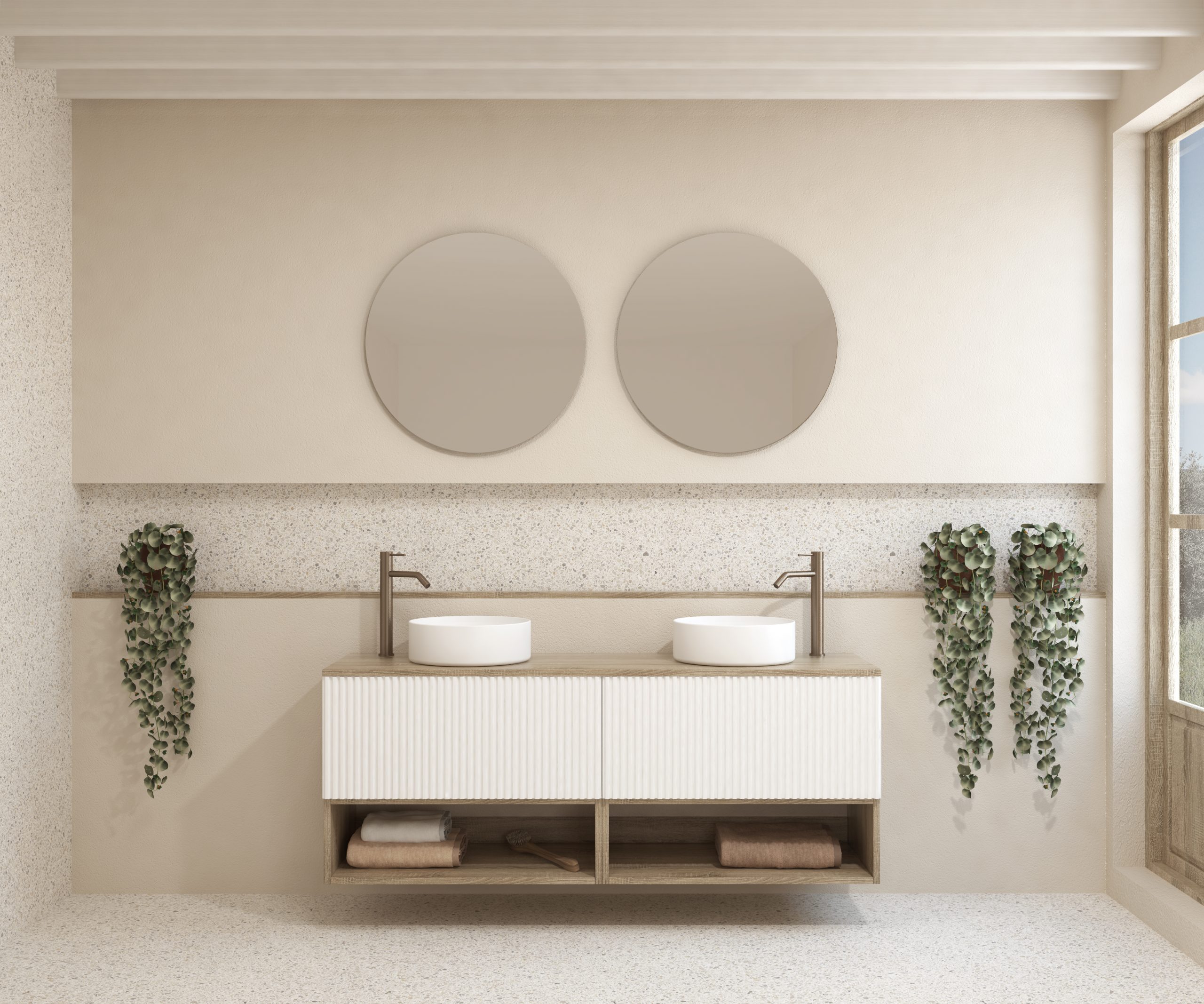 Pack LAVIGNE + lavabo + miroir rond