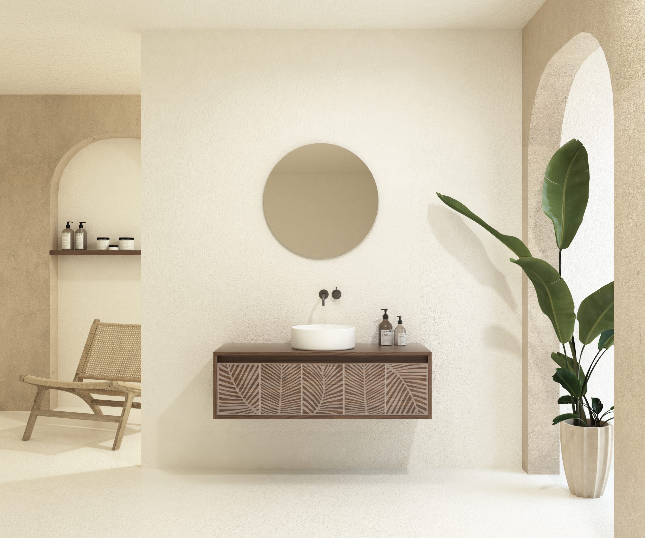 Pack VIREBENT + lavabo + espejo redondo