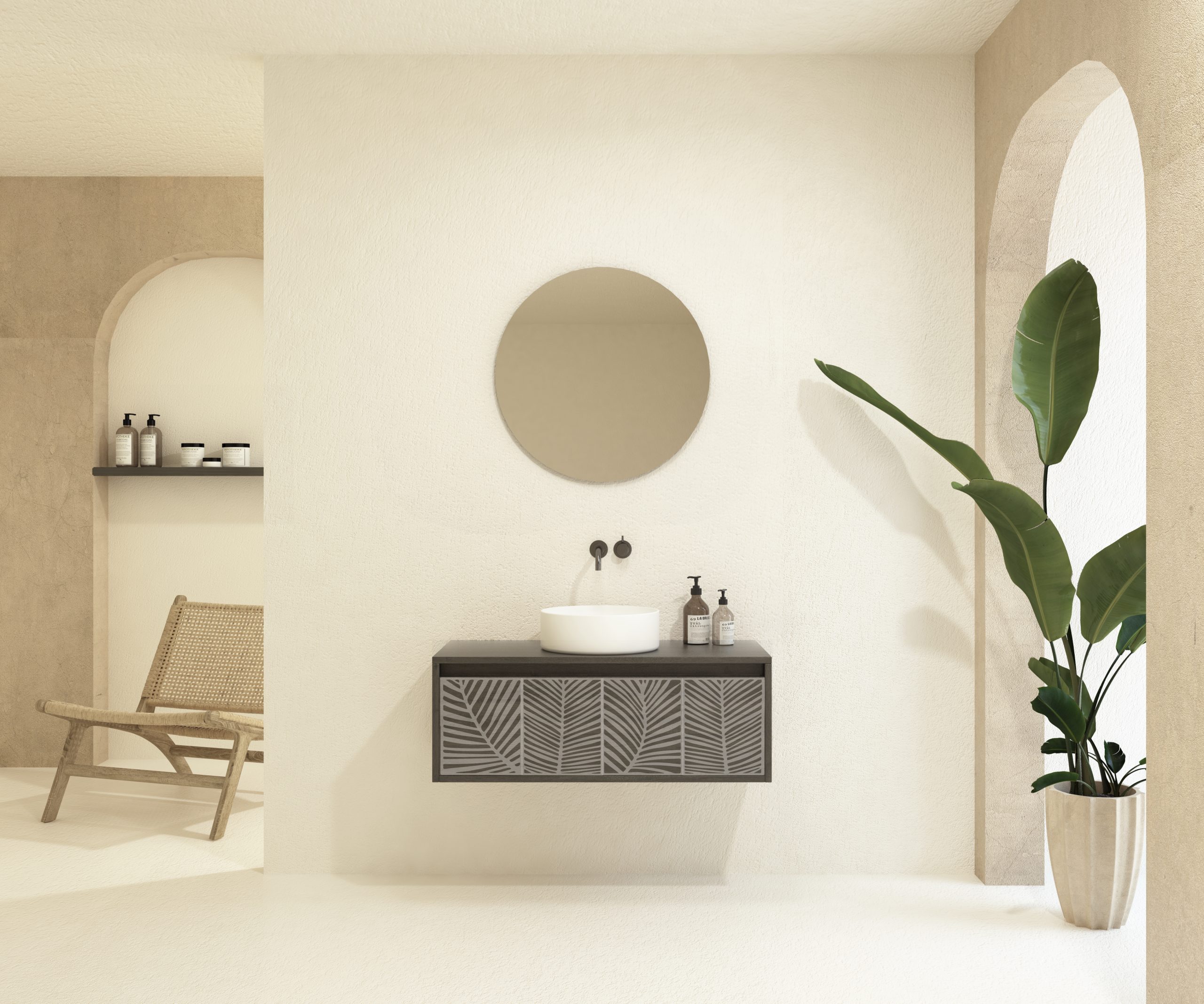 Pack VIREBENT + lavabo + espejo redondo