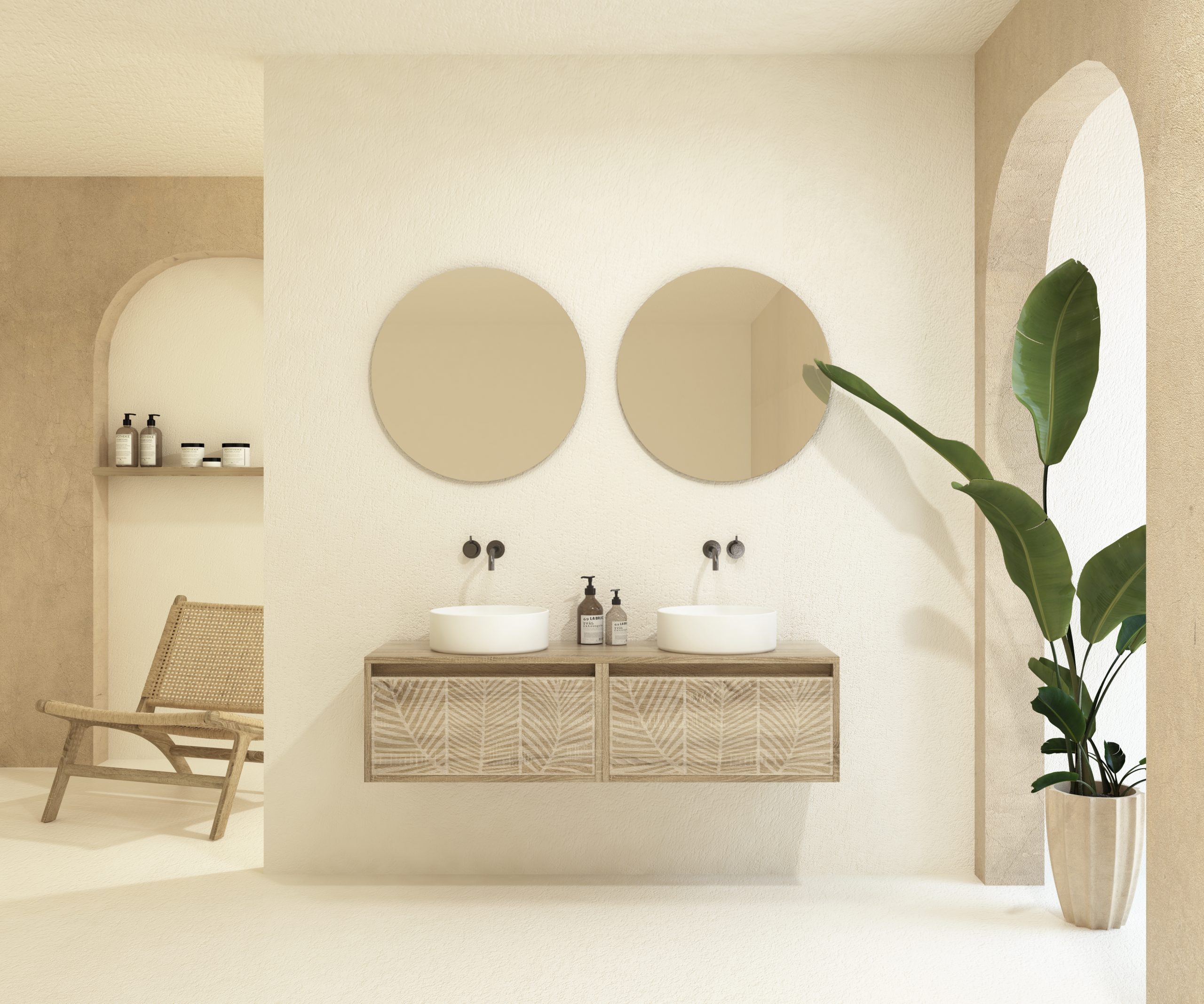 Pack VIREBENT + lavabo + espejo redondo