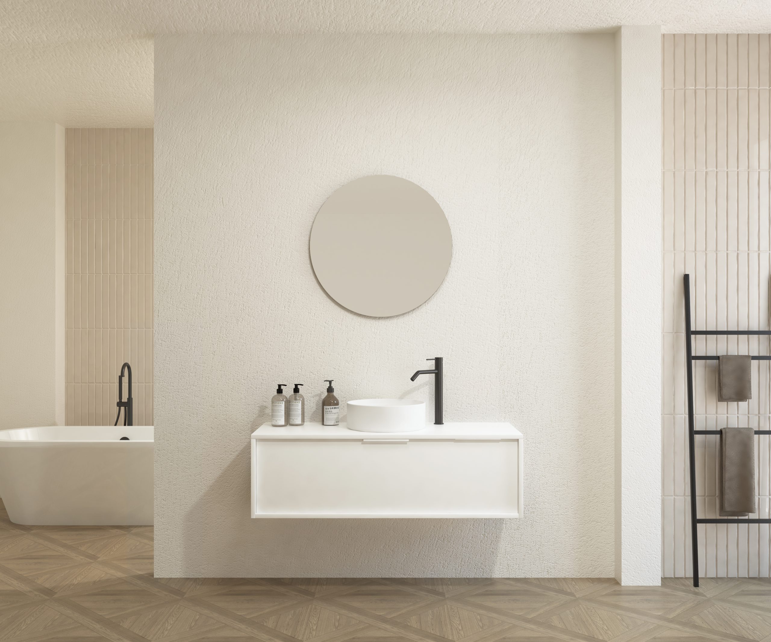 Pack CHAUVEAU + lavabo + miroir rond