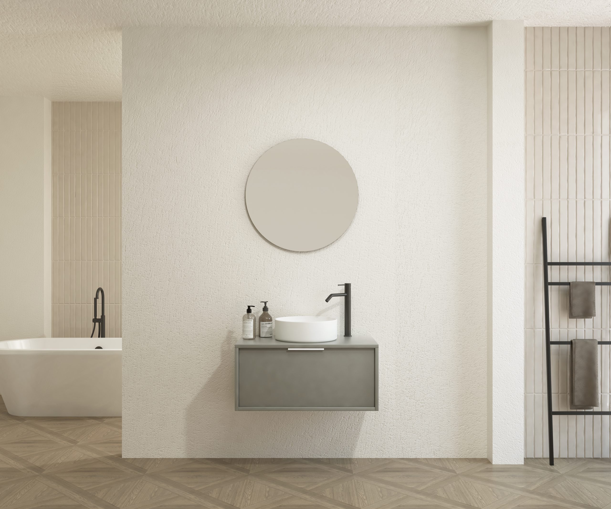 Pack CHAUVEAU + lavabo + miroir rond