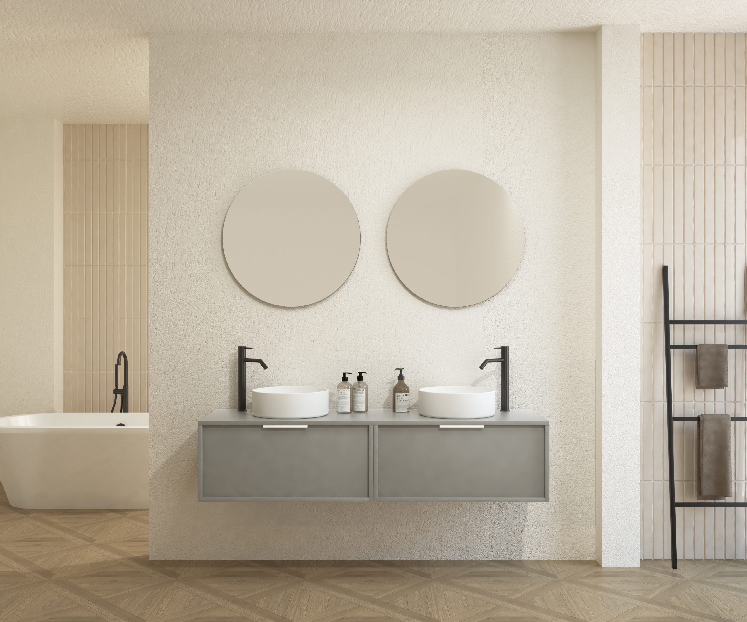 Pack CHAUVEAU + lavabo + miroir rond