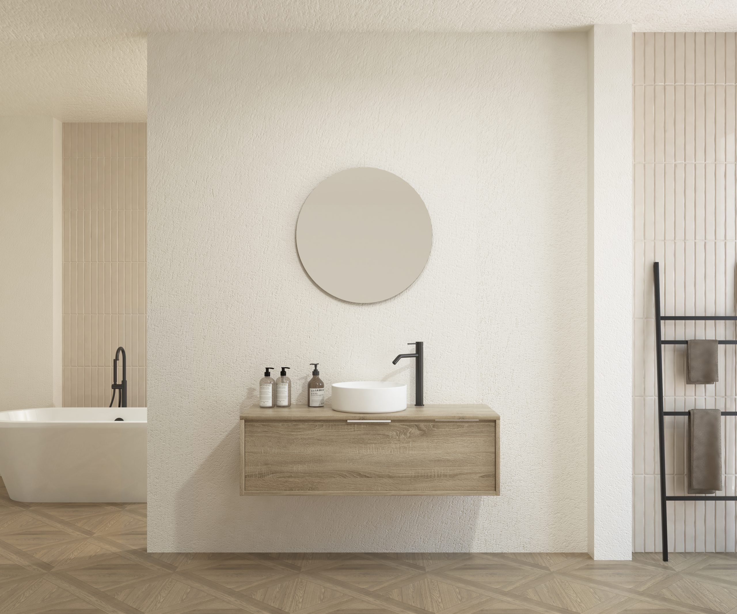 Pack CHAUVEAU + lavabo + miroir rond