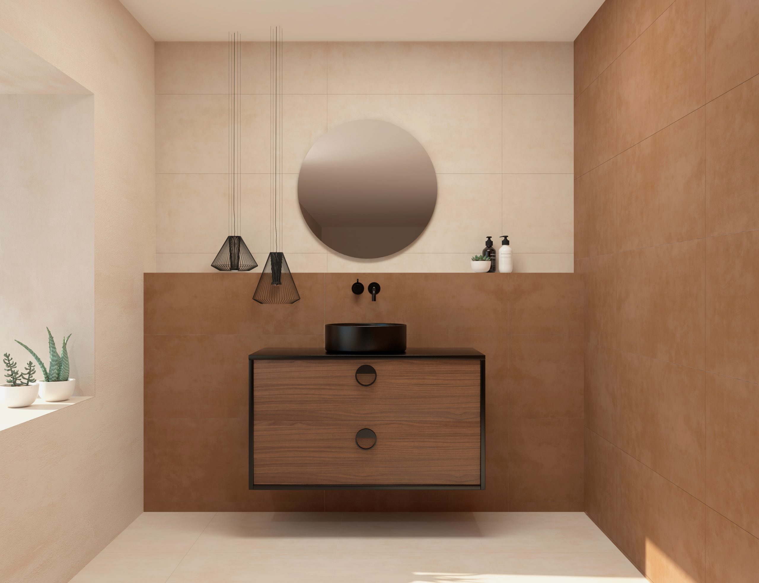 Pack VOUET + lavabo + espejo circular