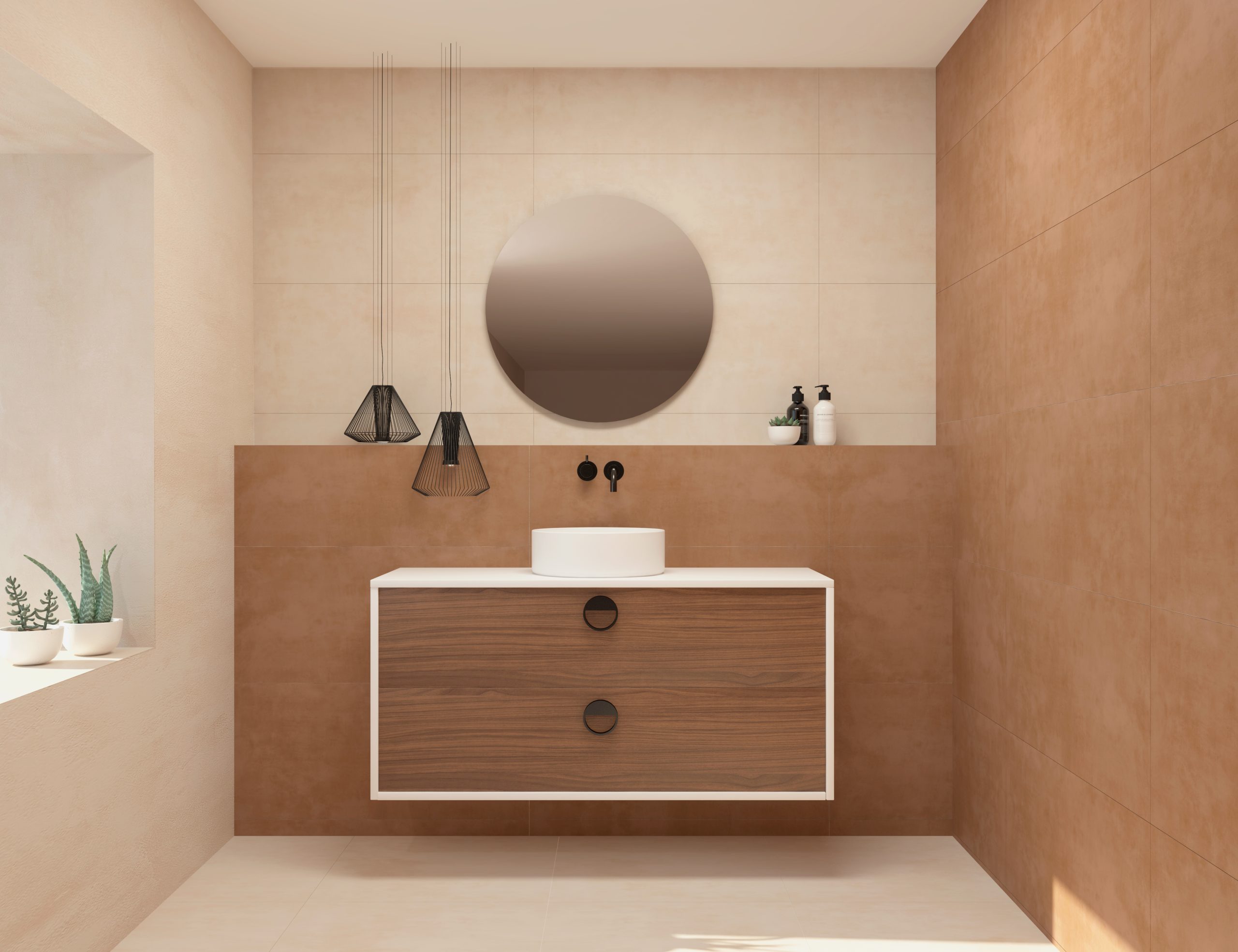 Pack VOUET + lavabo + espejo circular