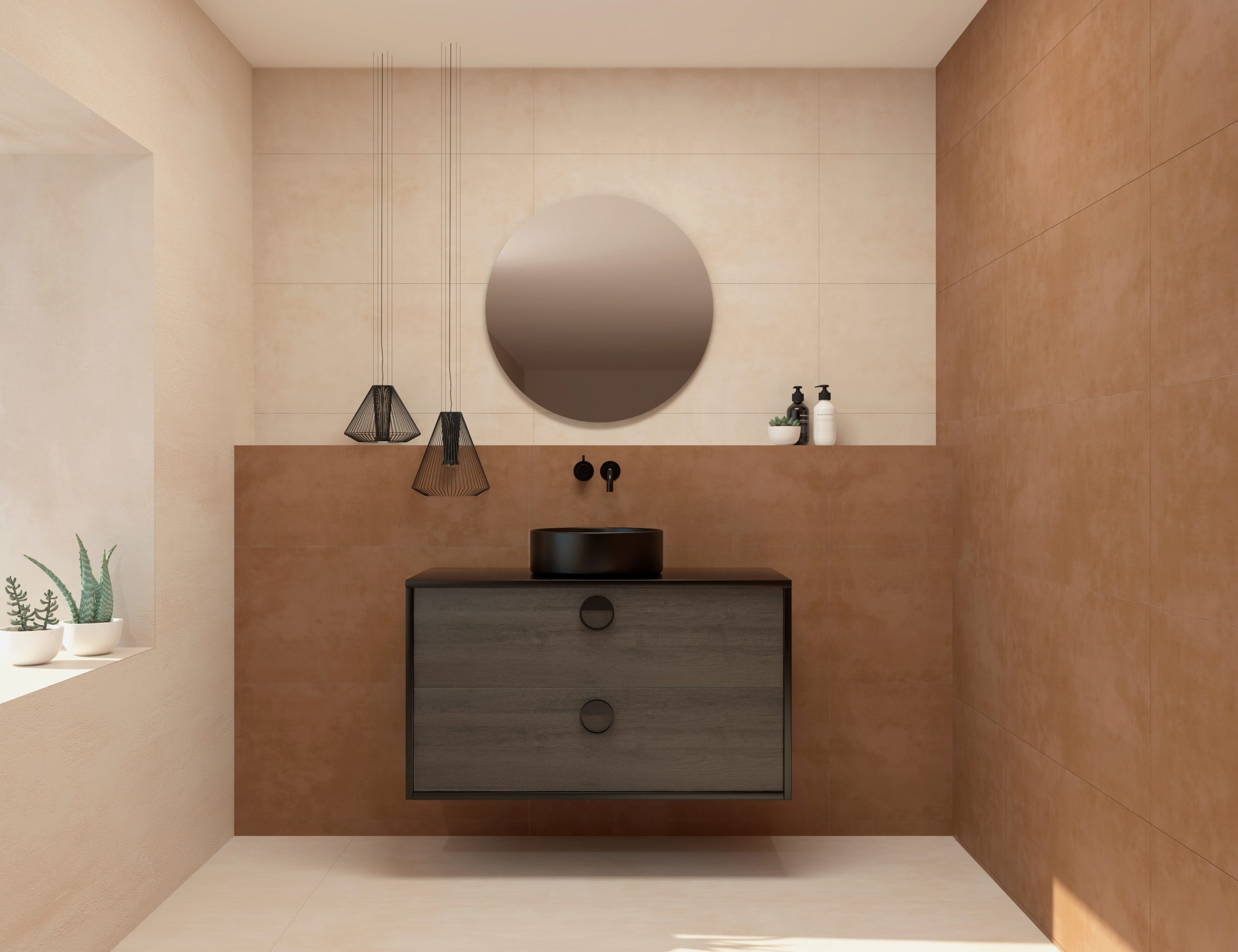 Pack VOUET + lavabo + espejo circular