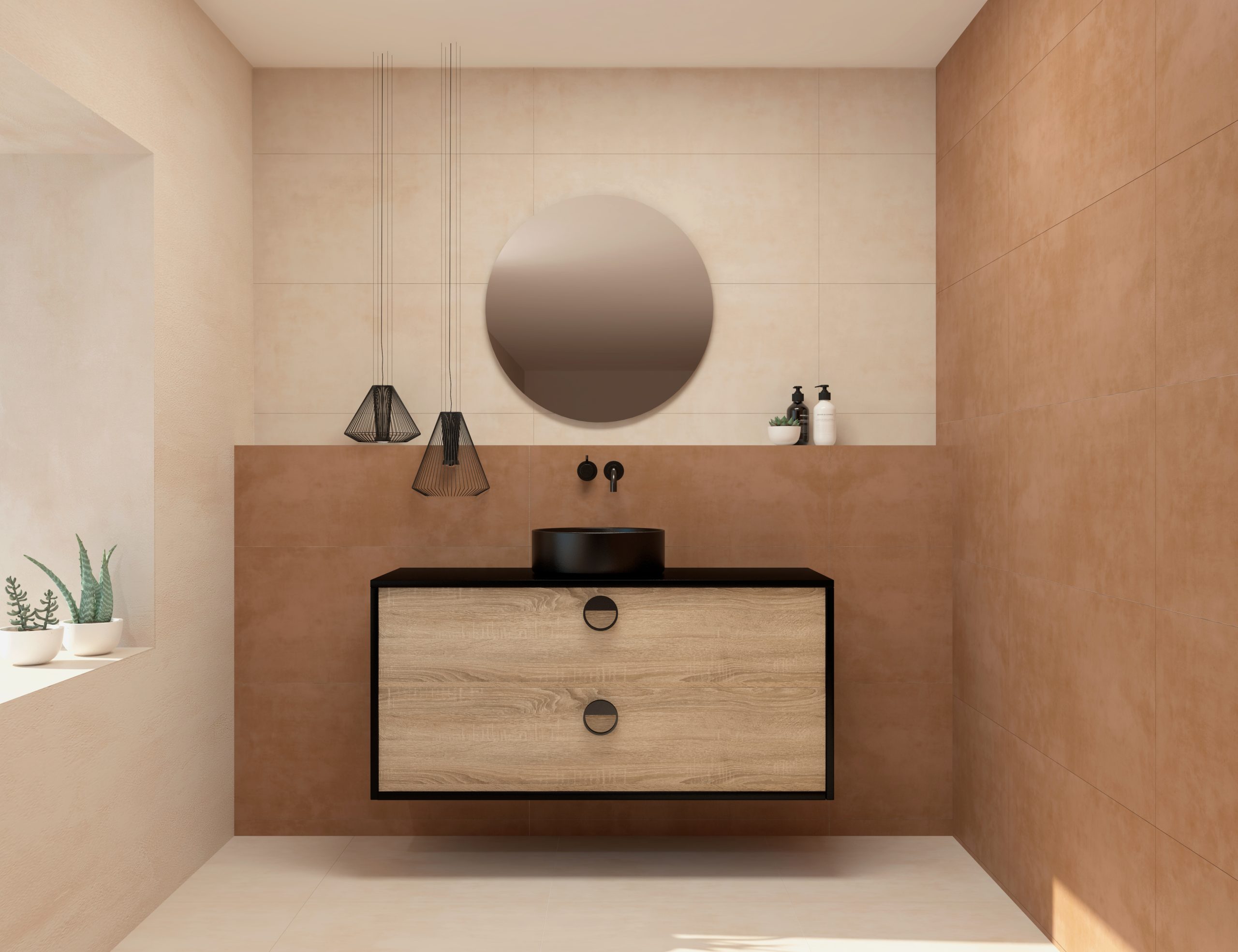 Pack VOUET + lavabo + espejo circular
