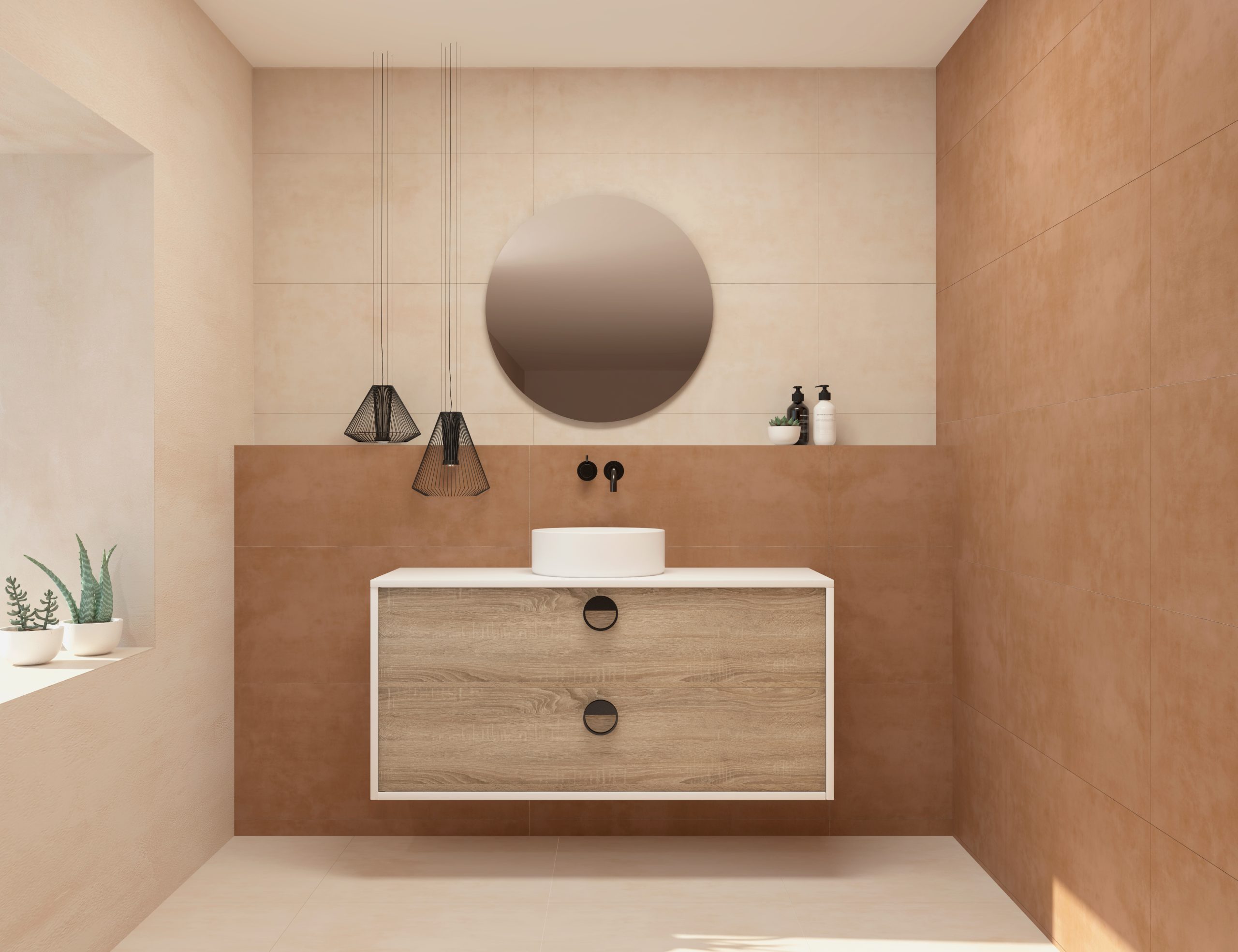 Pack VOUET + lavabo + espejo circular