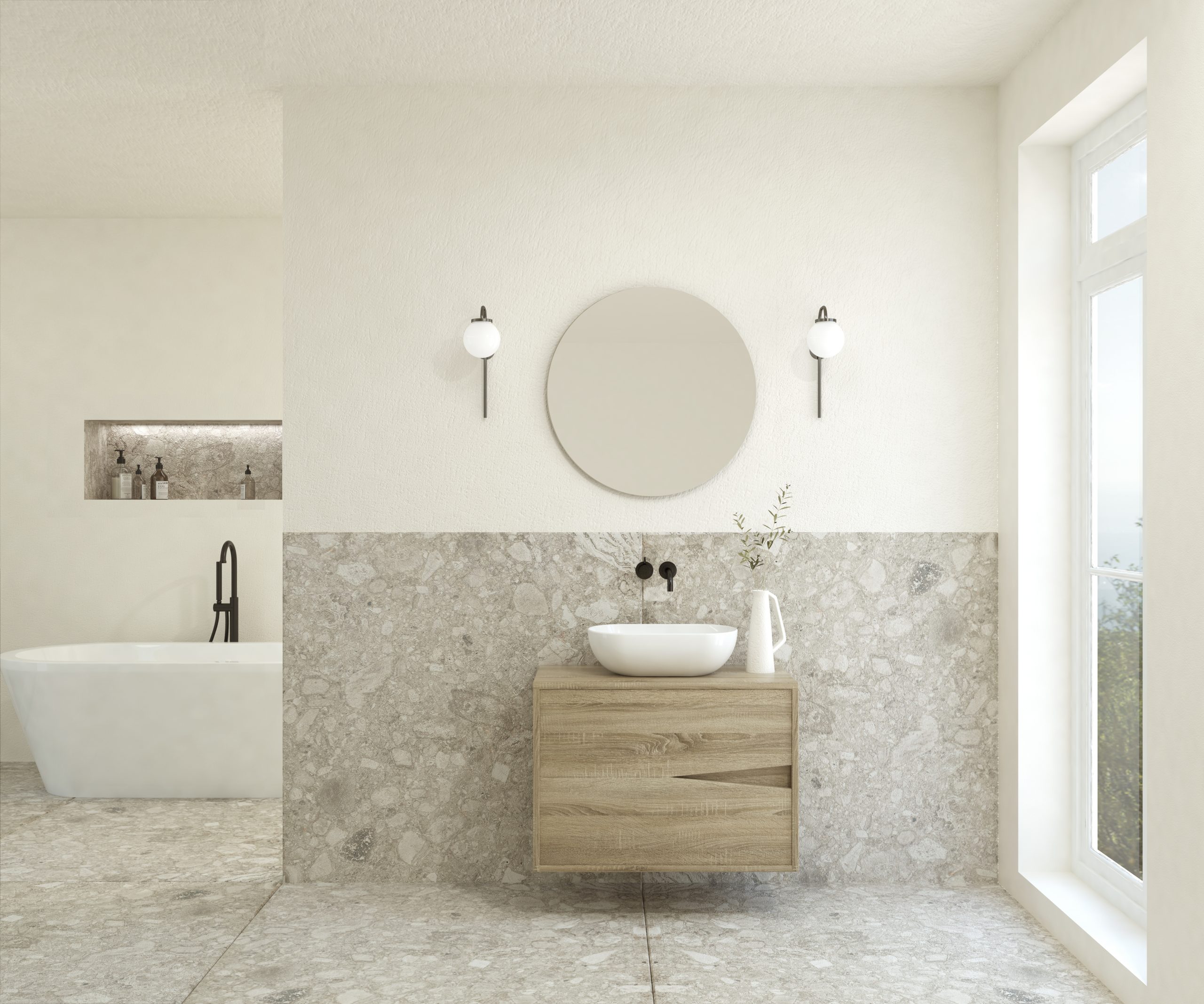 Pack ABEILLE + lavabo + miroir rond