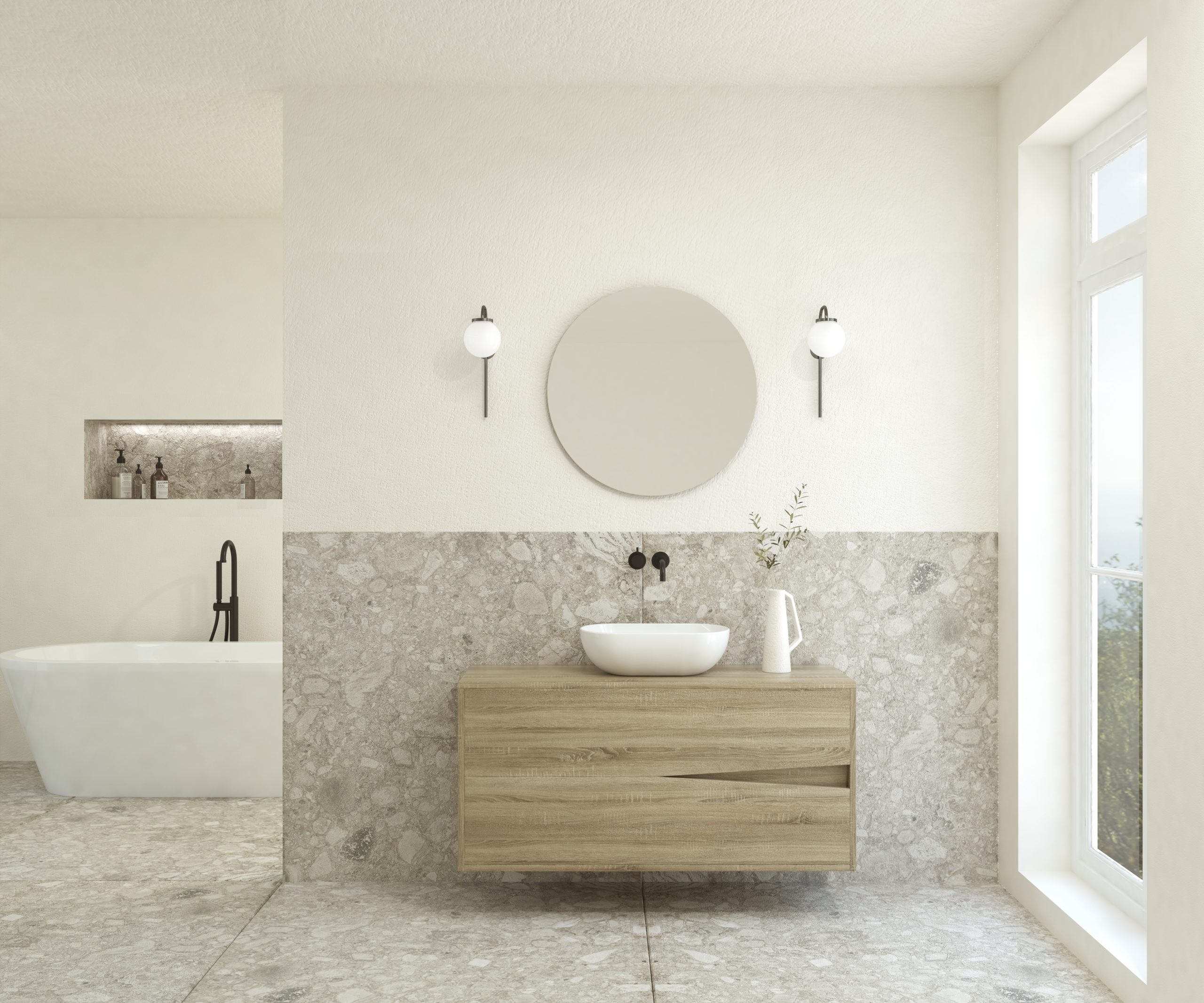 Pack ABEILLE + lavabo + miroir rond