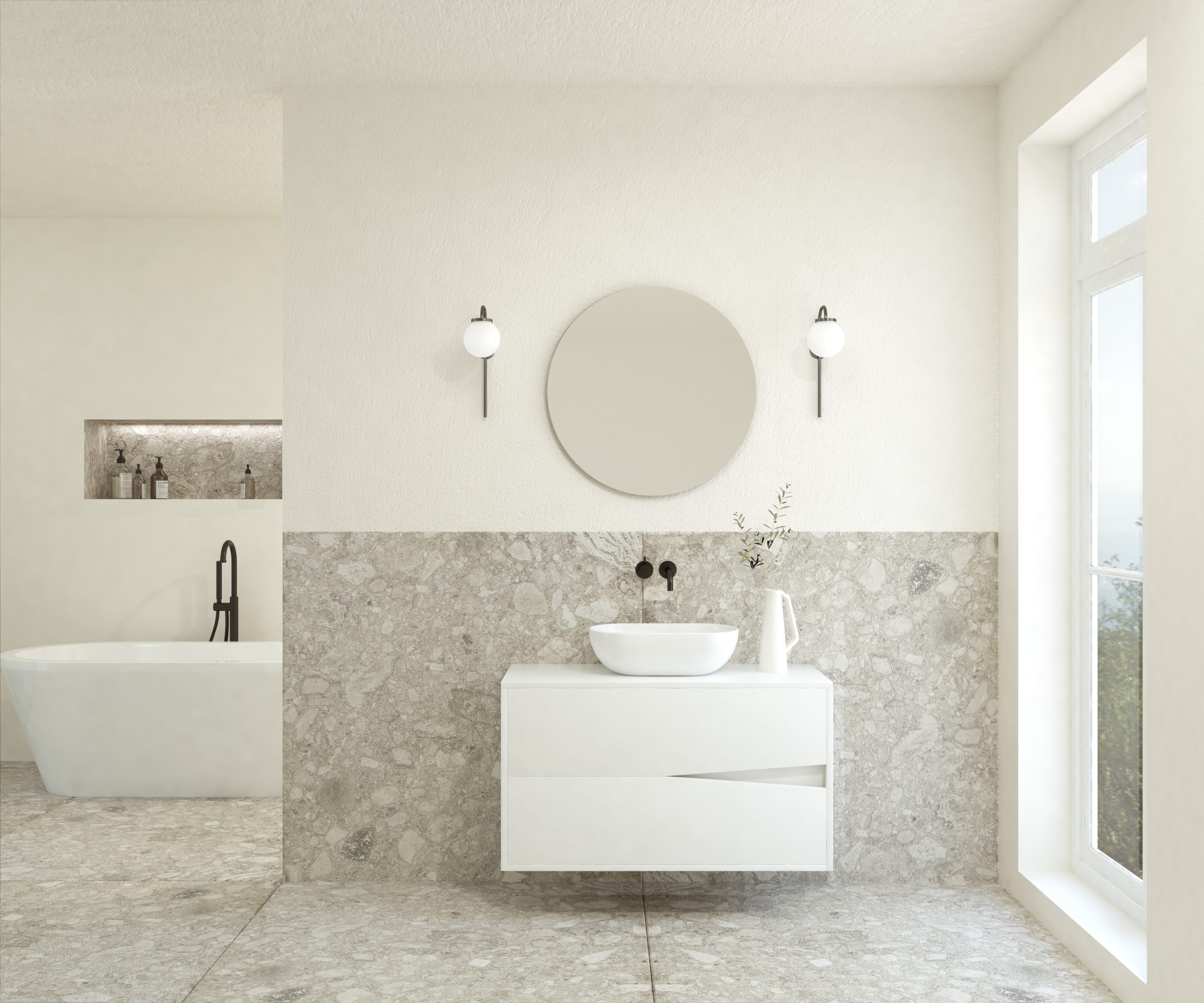 Pack ABEILLE + lavabo + miroir rond