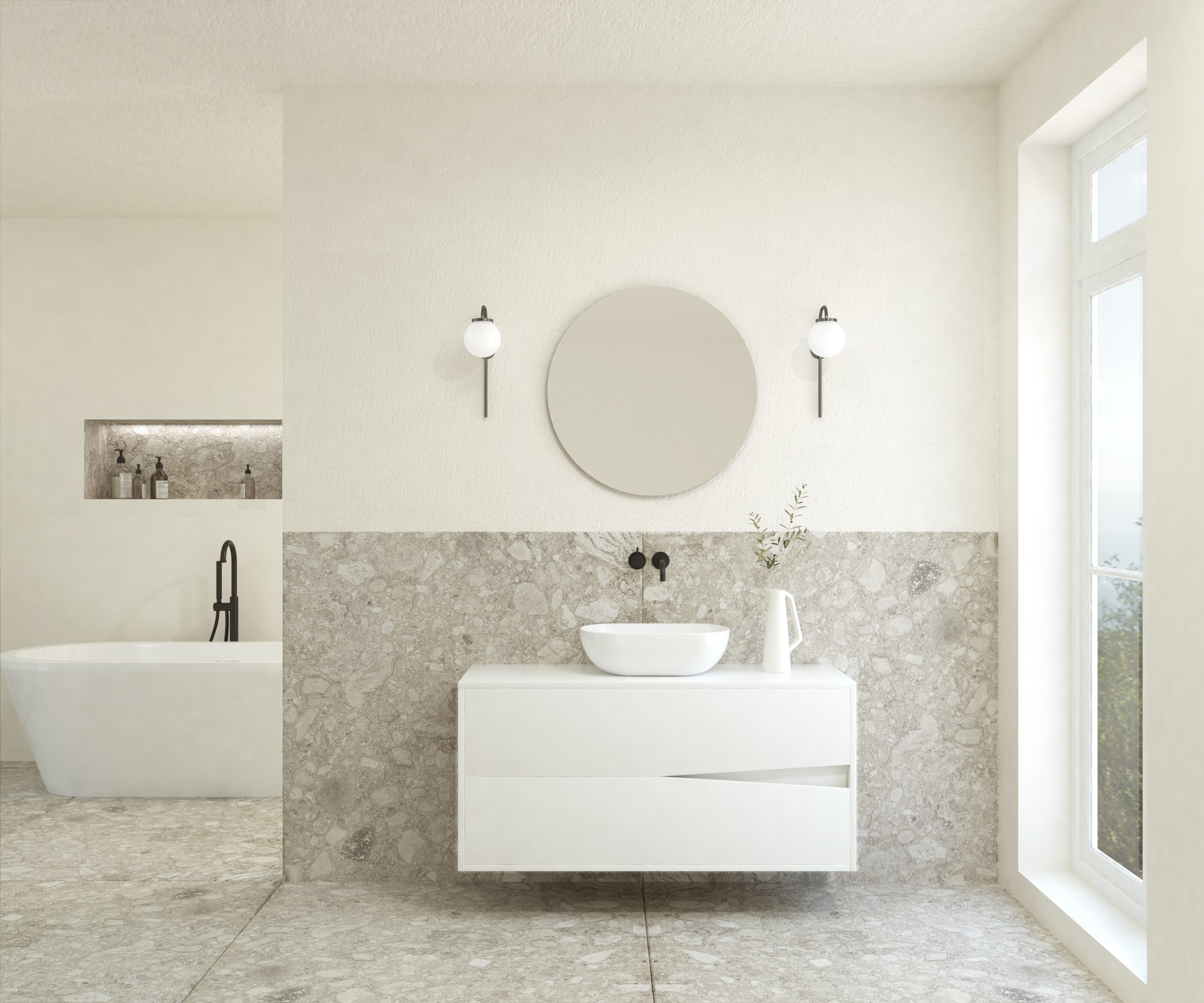 Pack ABEILLE + lavabo + miroir rond