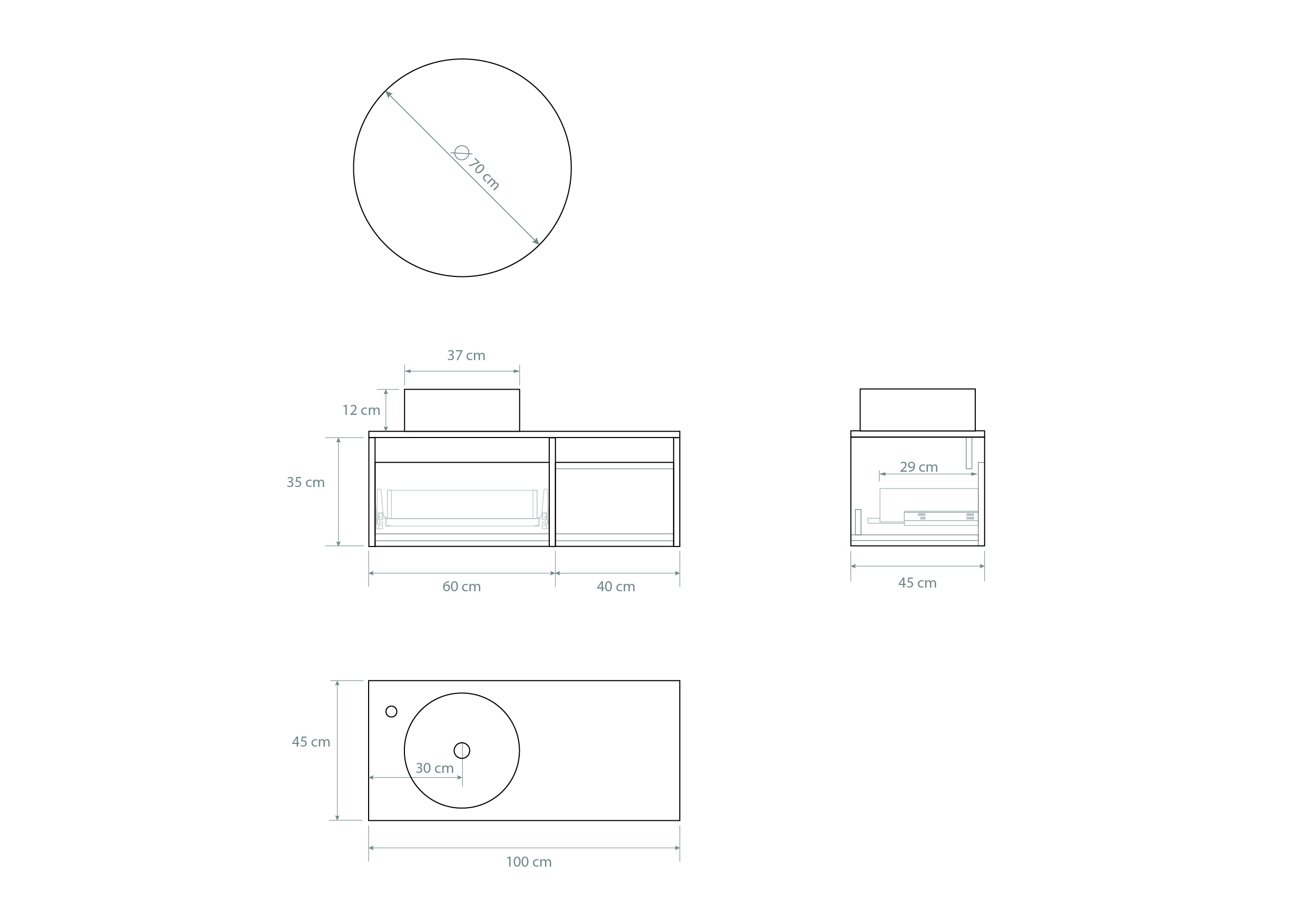 Pack BACHOT + évier + miroir rond