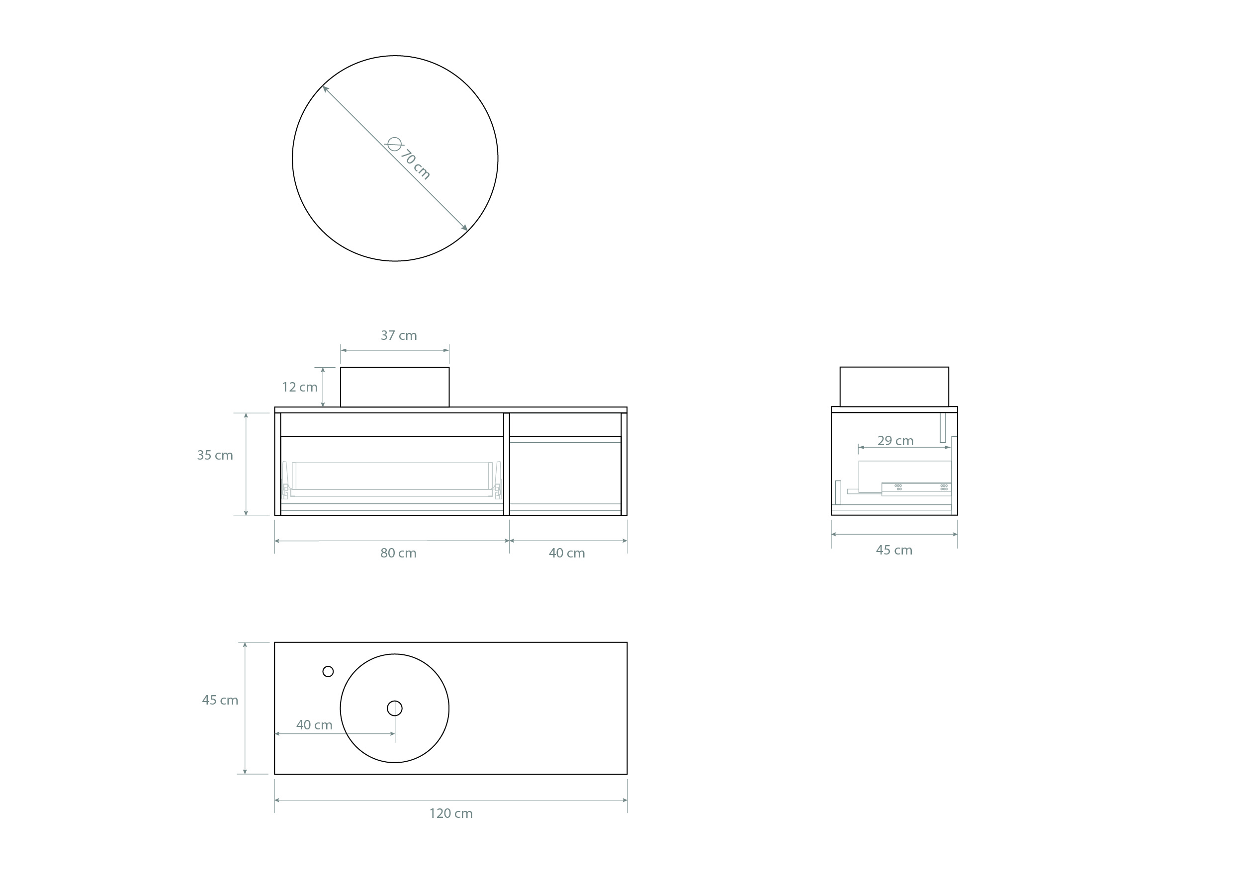 Pack BACHOT + évier + miroir rond