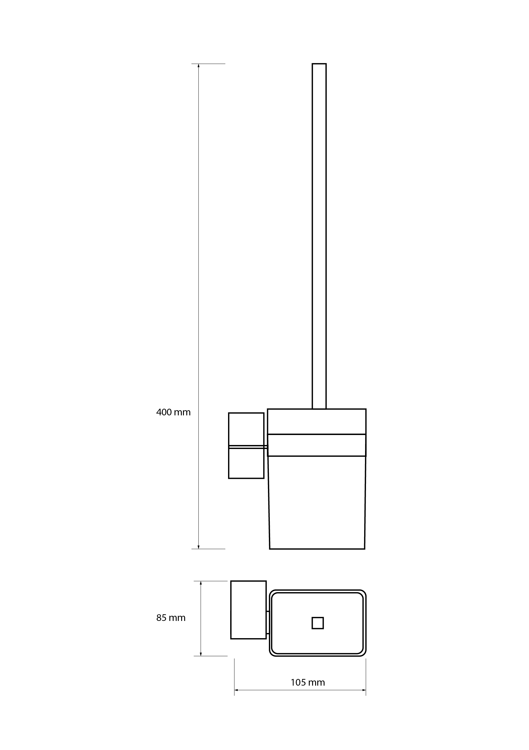 Escobillero redondeado KARA negro mate