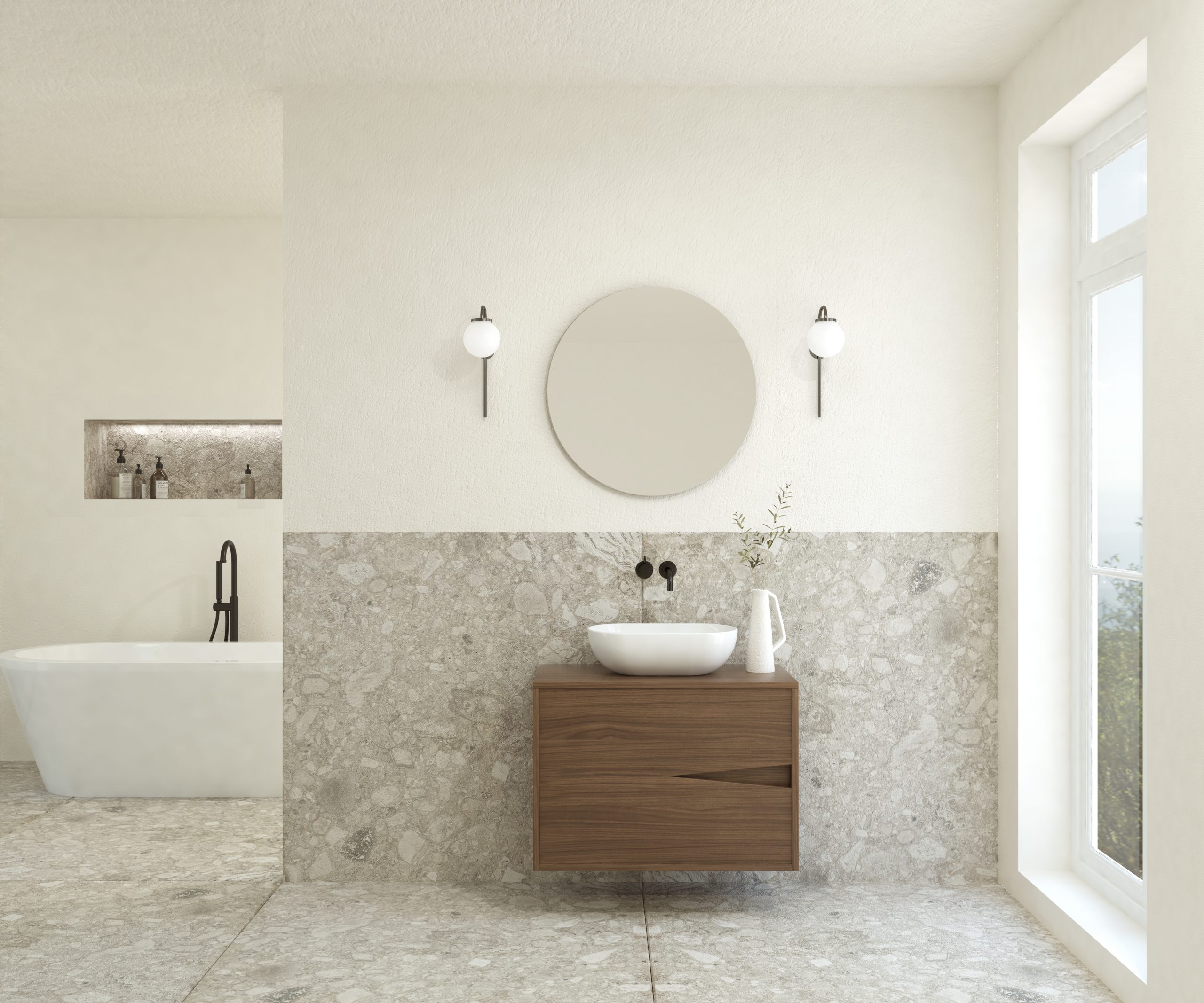 Pack ABEILLE + lavabo + espejo circular