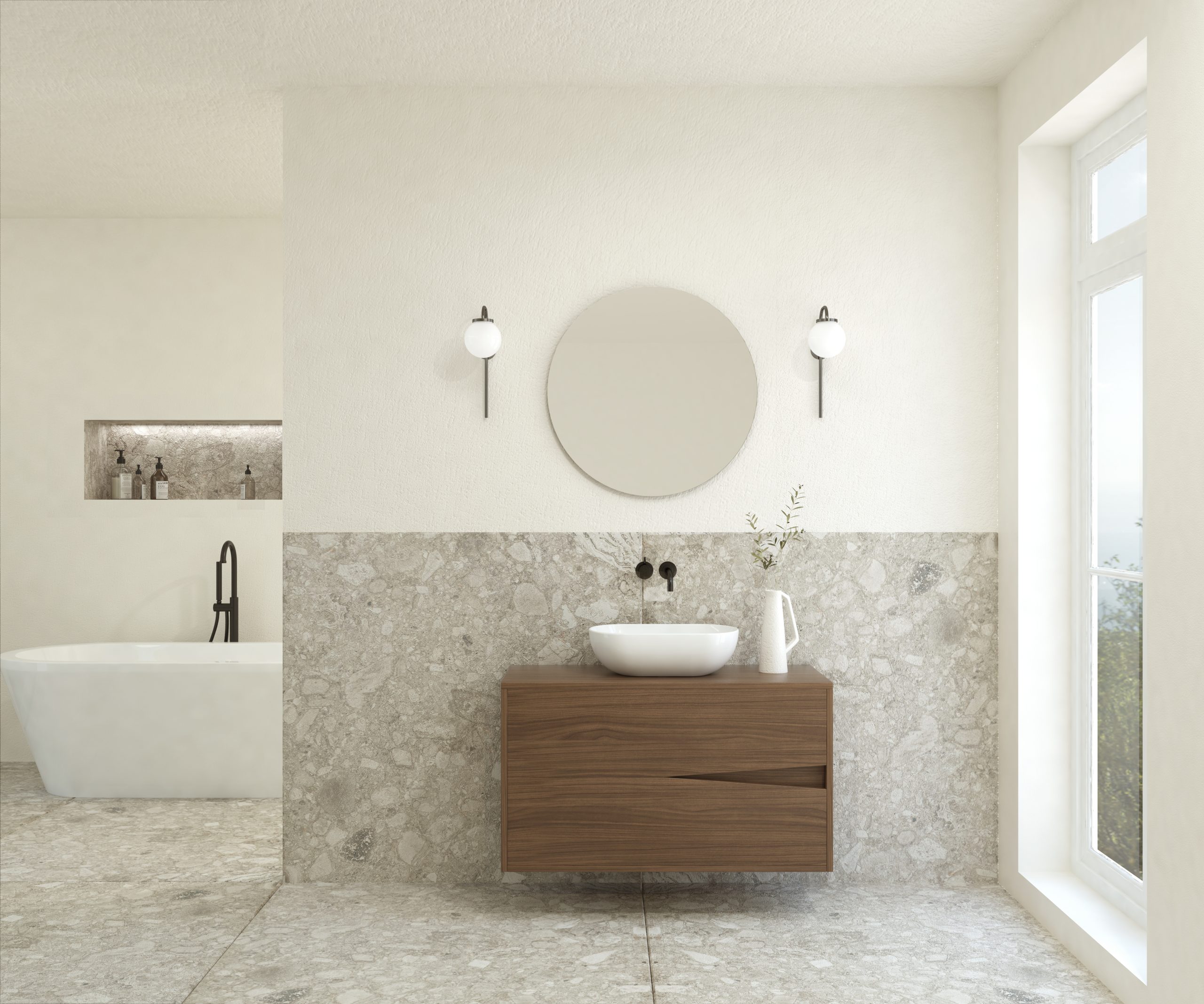 Pack ABEILLE + lavabo + espejo circular