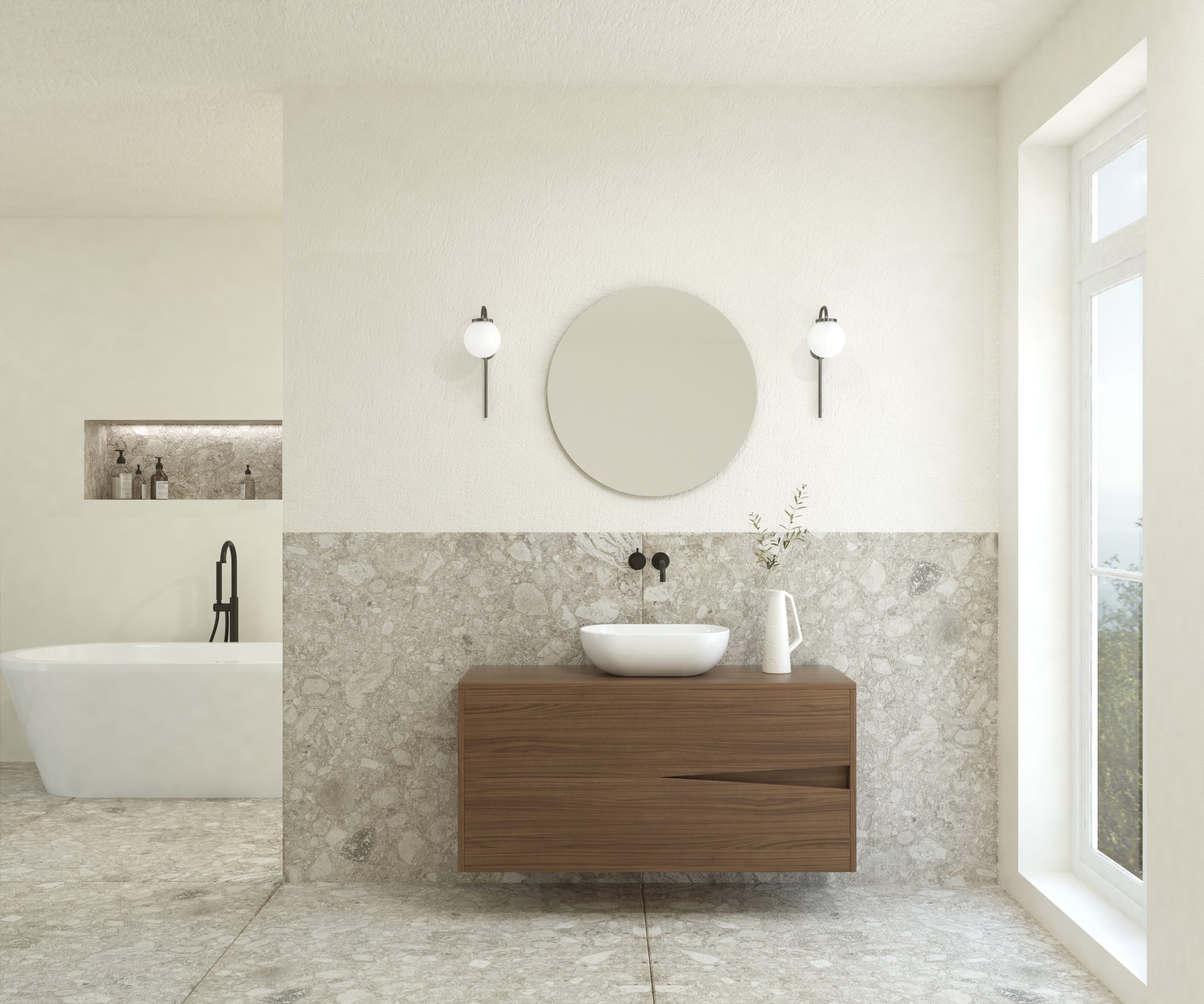 Pack ABEILLE + lavabo + espejo circular