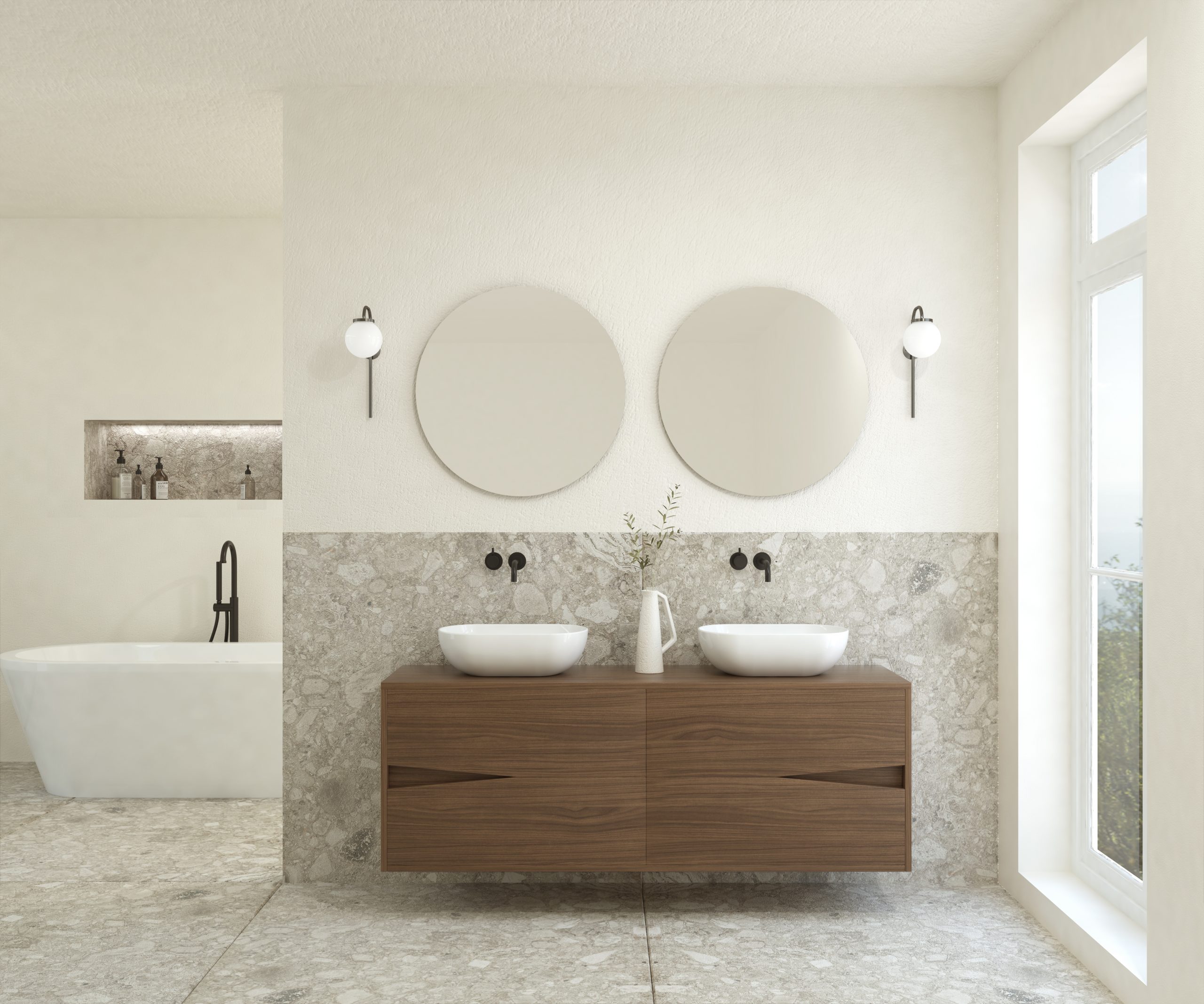Pack ABEILLE + lavabo + espejo circular