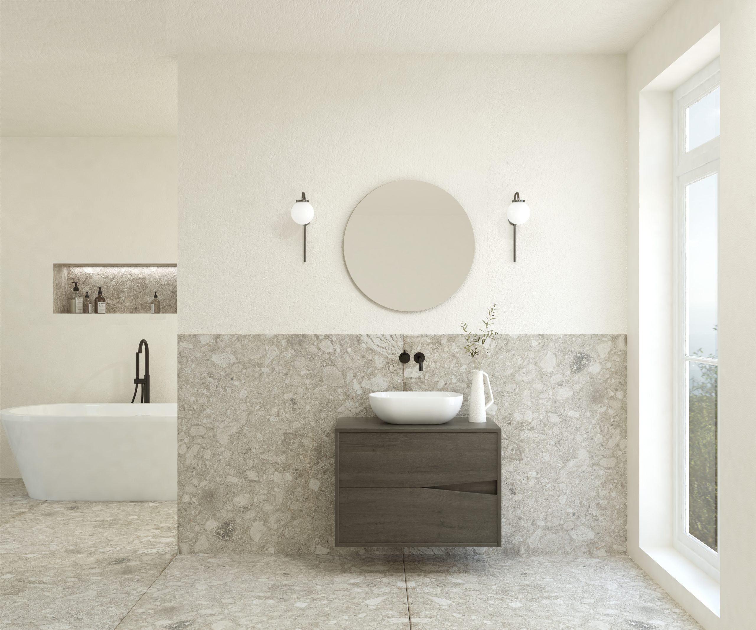 Pack ABEILLE + lavabo + espejo circular