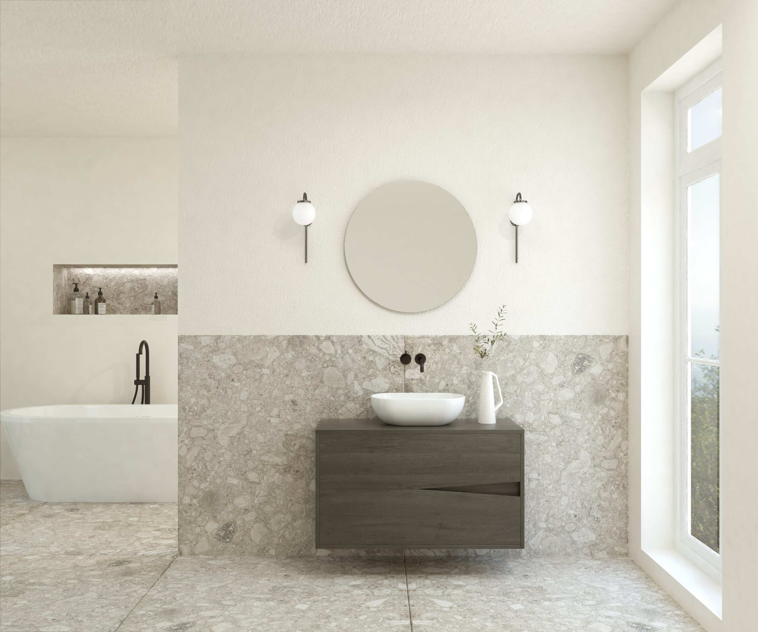 Pack ABEILLE + lavabo + espejo circular