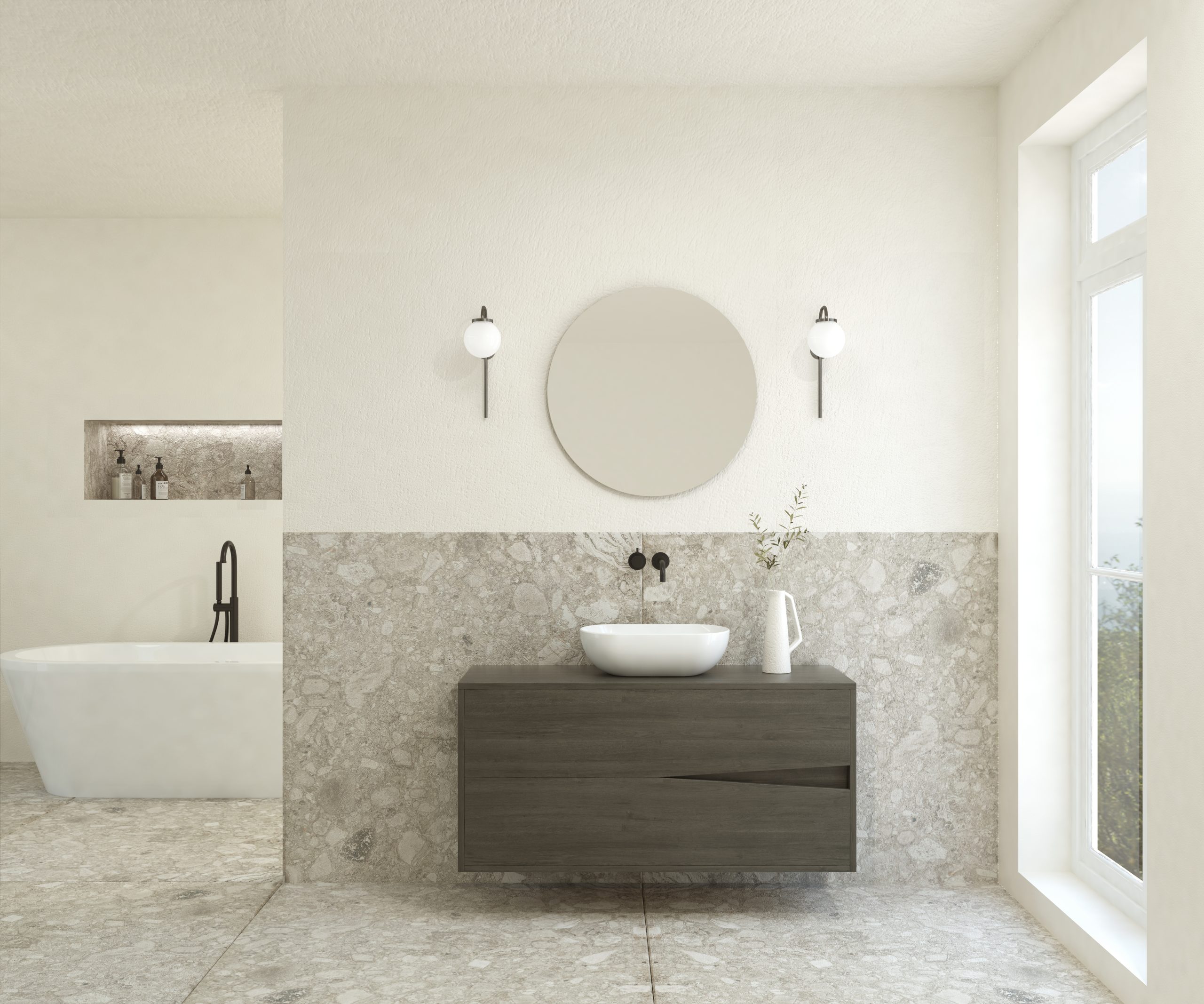 Pack ABEILLE + lavabo + espejo circular