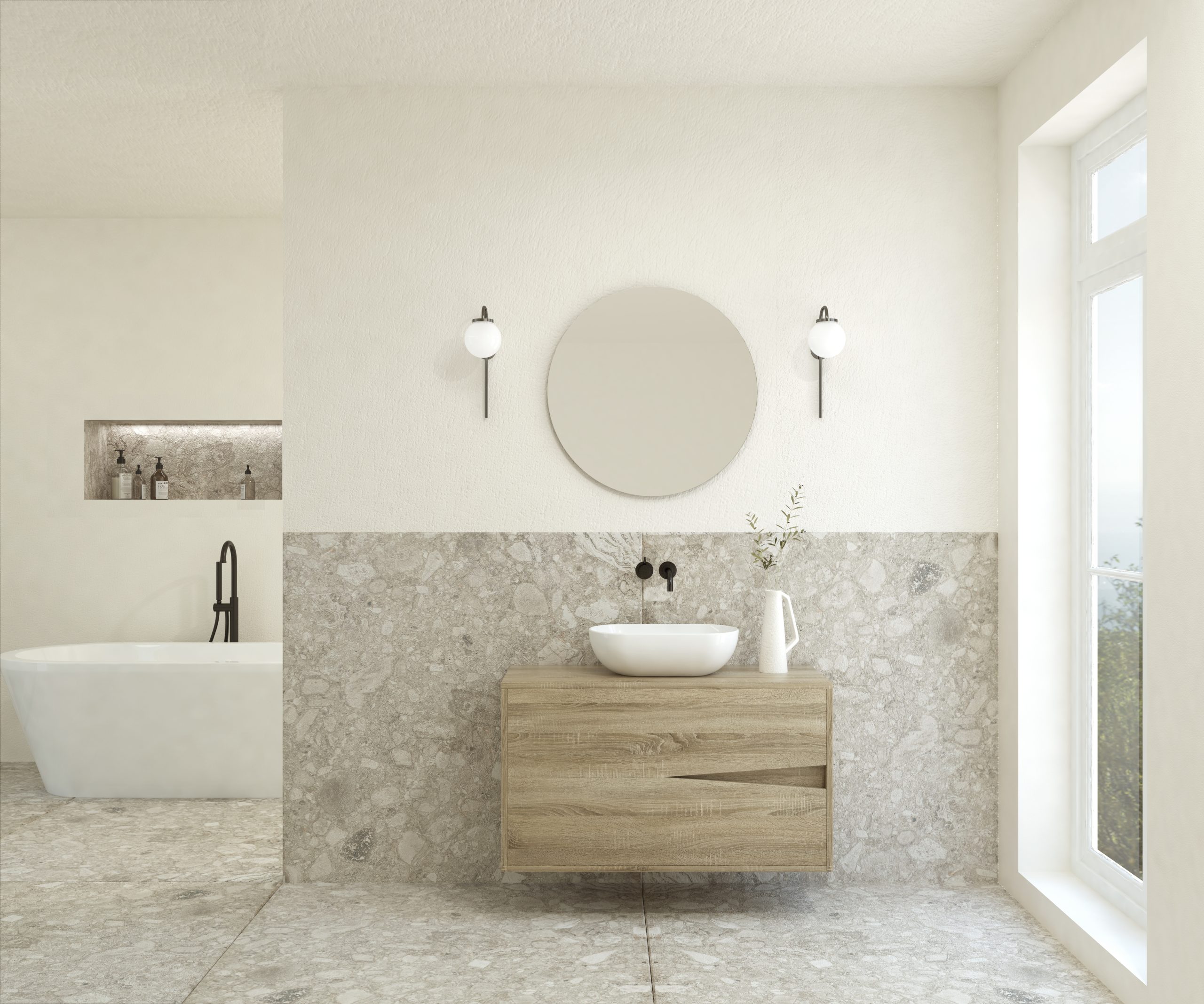 Pack ABEILLE + lavabo + espejo circular