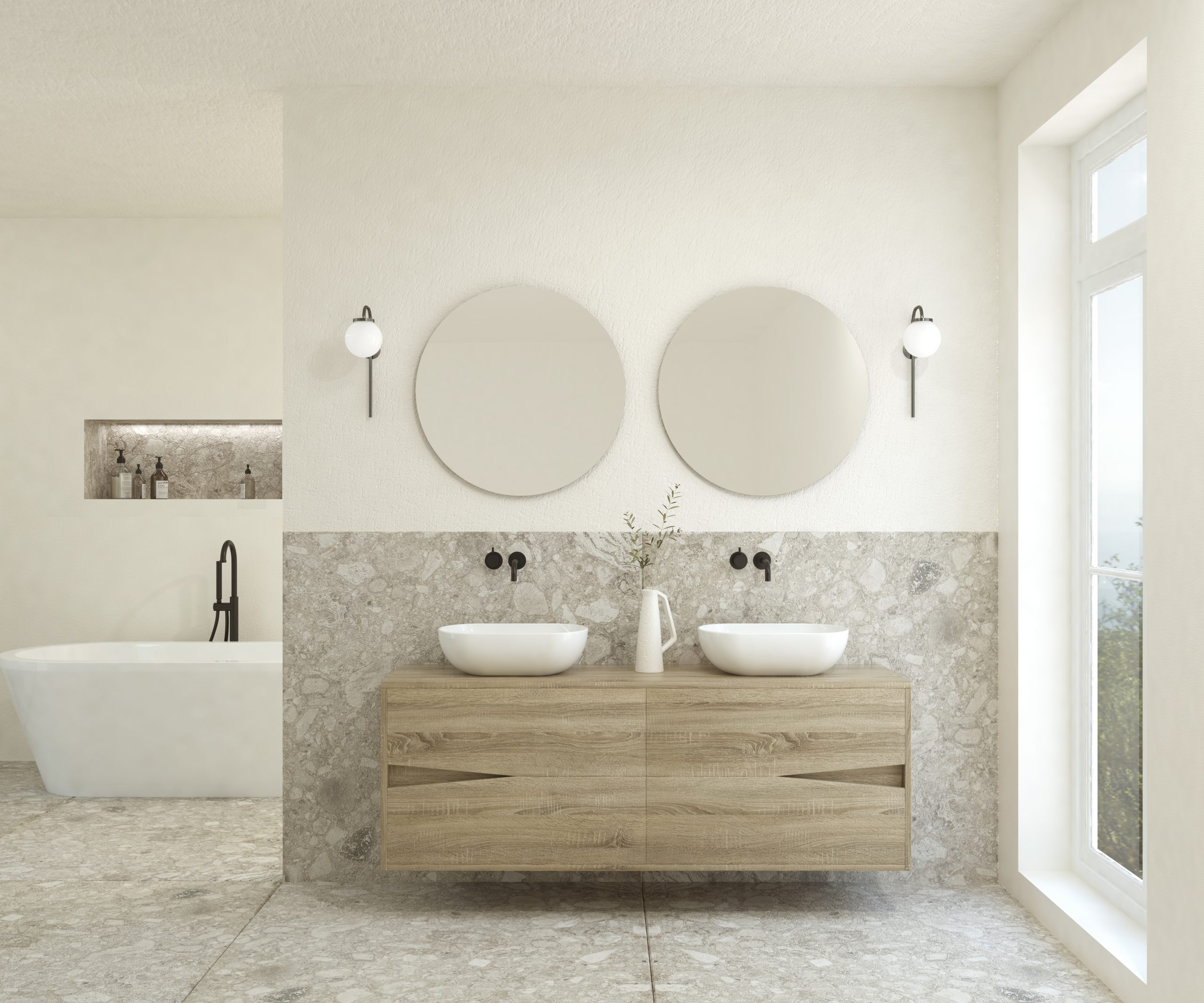 Pack ABEILLE + lavabo + espejo circular
