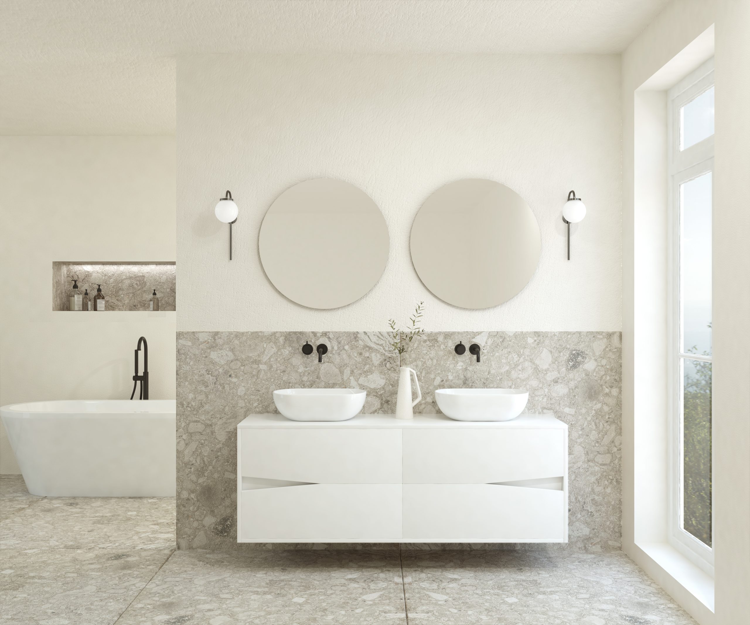 Pack ABEILLE + lavabo + espejo circular