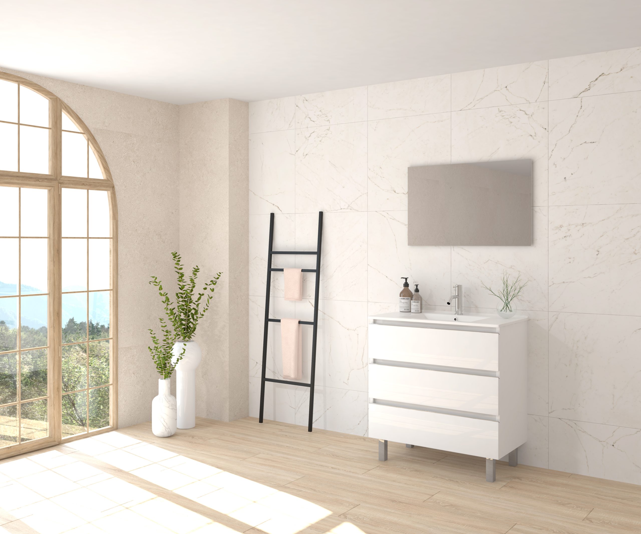 Pack ALEGHE + lavabo + espejo liso