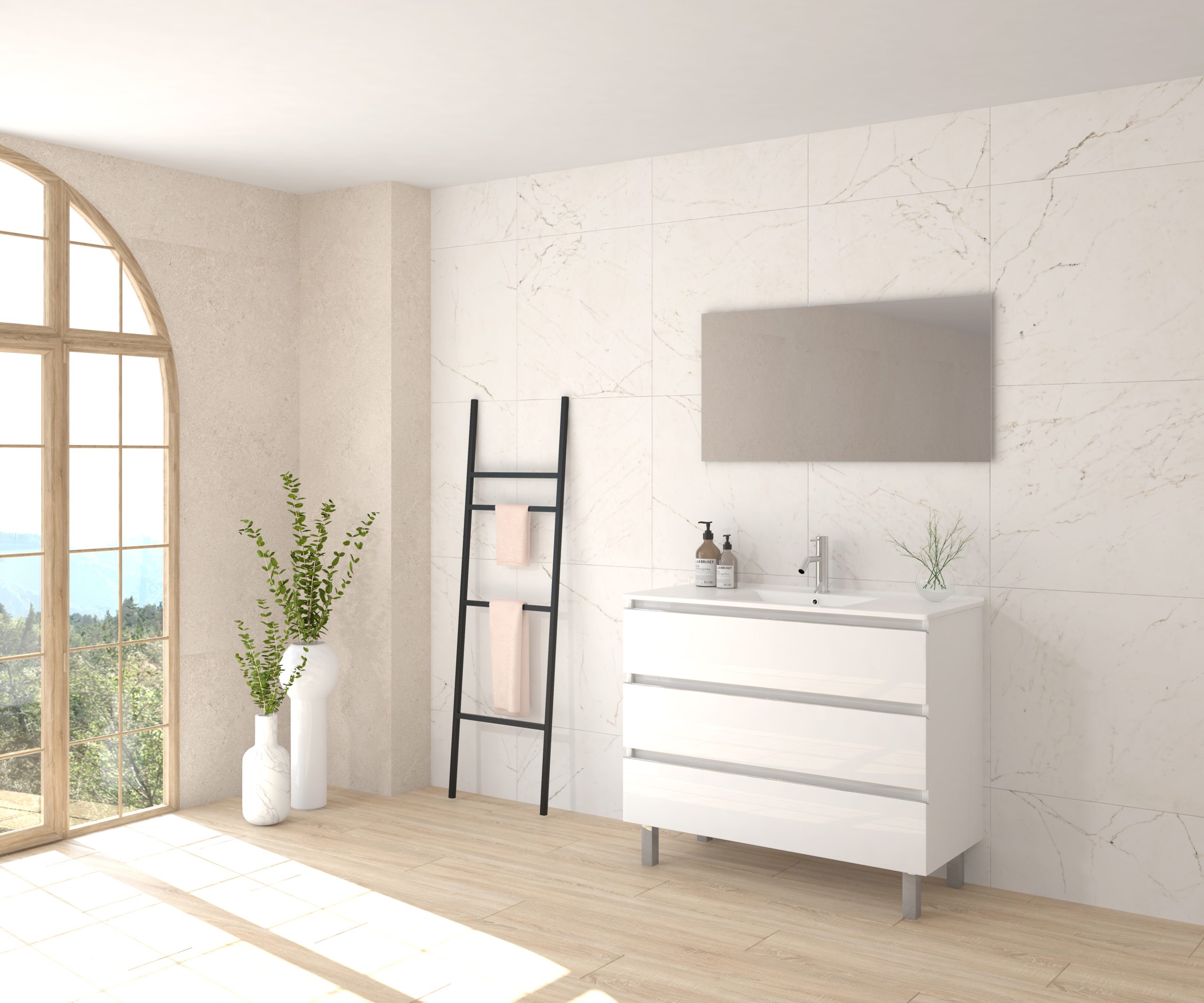 Pack ALEGHE + lavabo + espejo liso