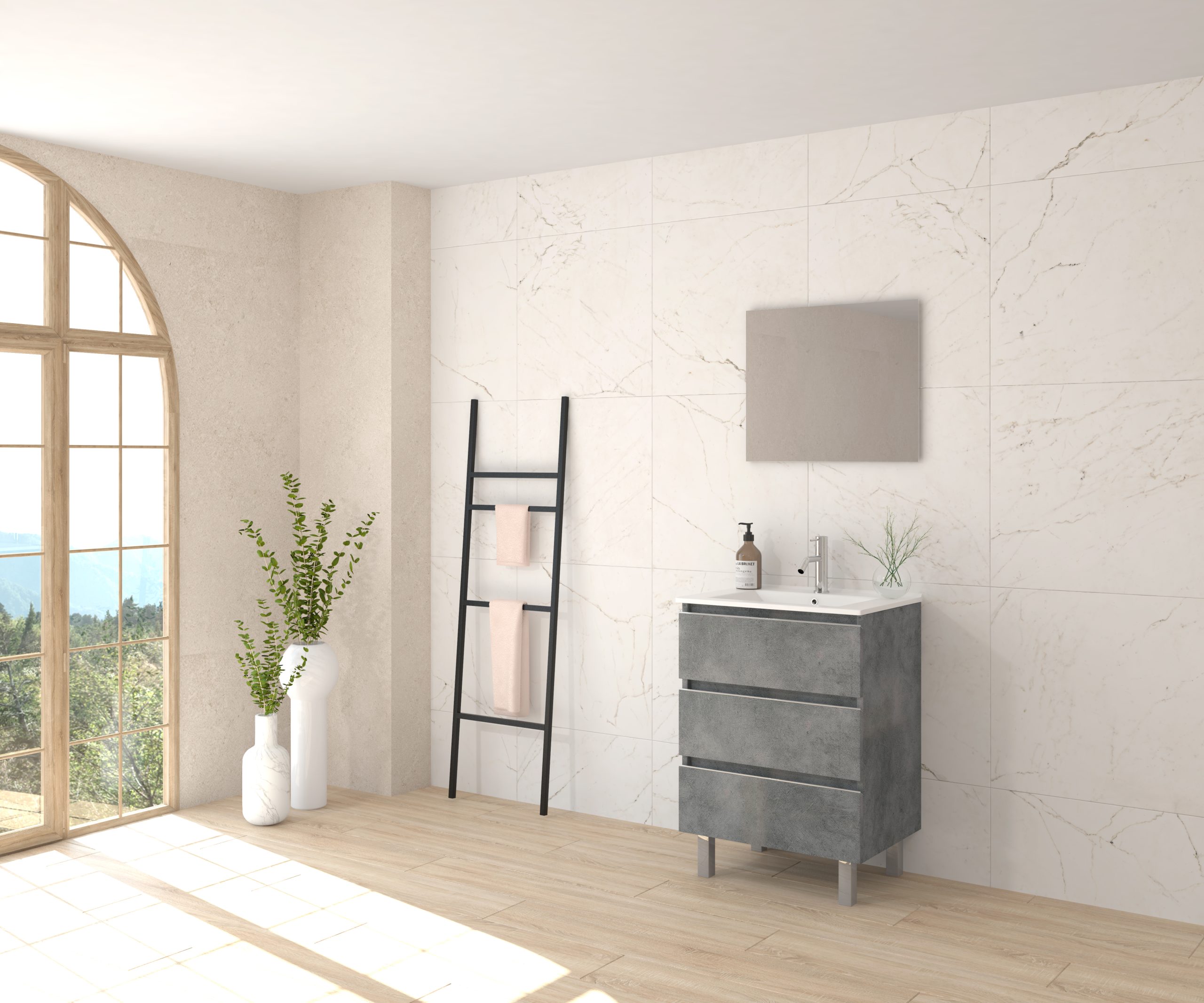 Pack ALEGHE + lavabo + espejo liso