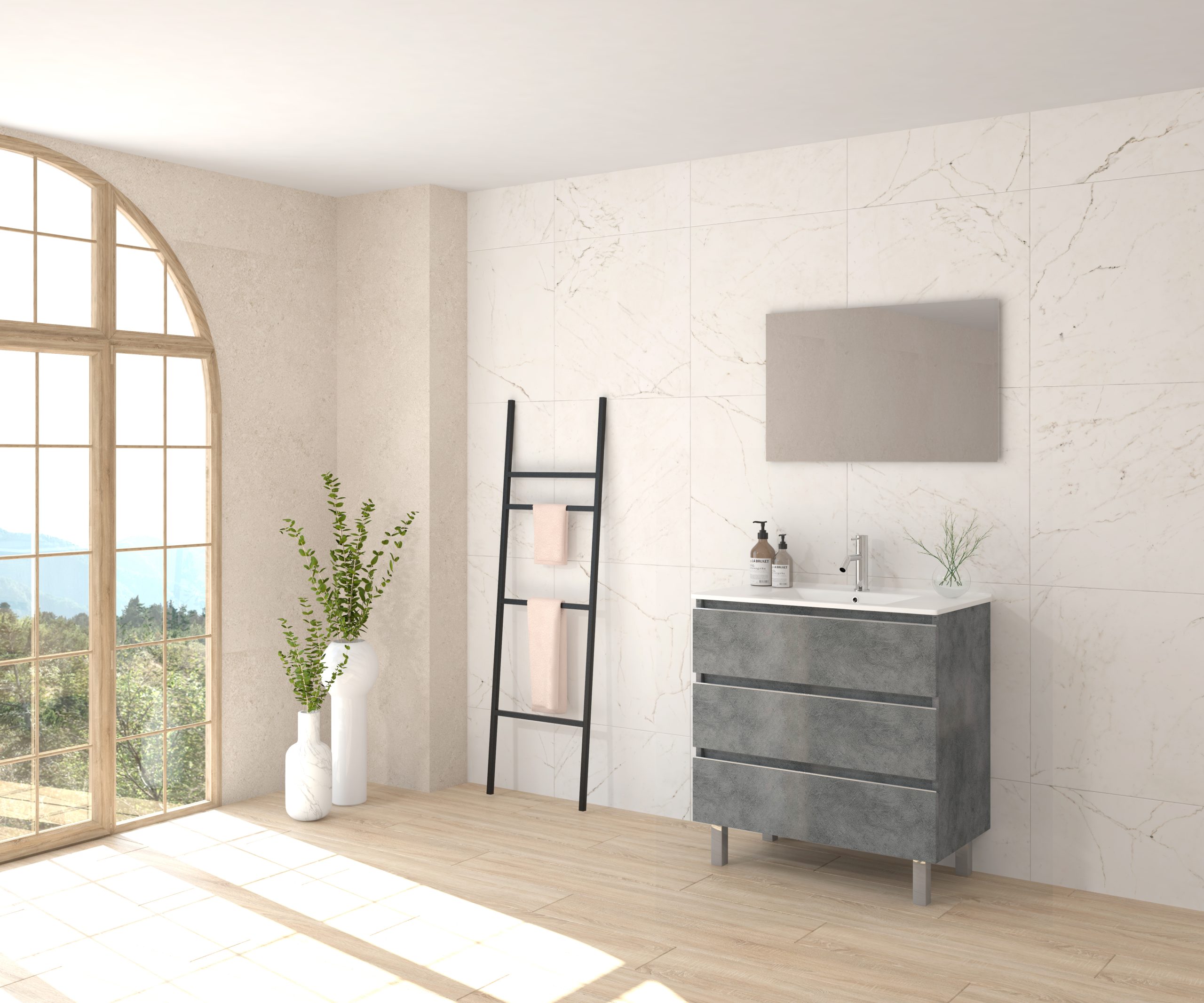 Pack ALEGHE + lavabo + espejo liso