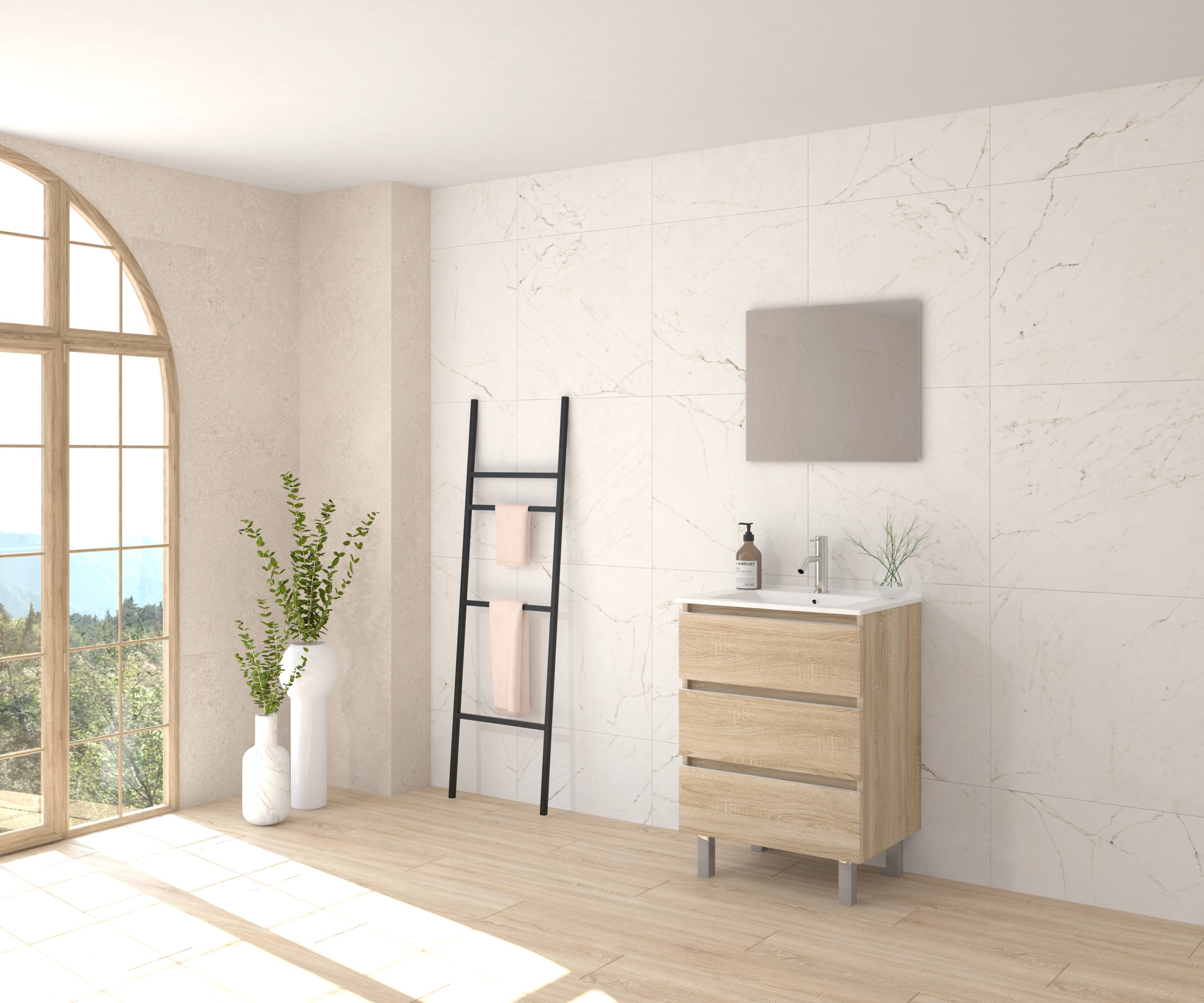 Pack ALEGHE + lavabo + espejo liso