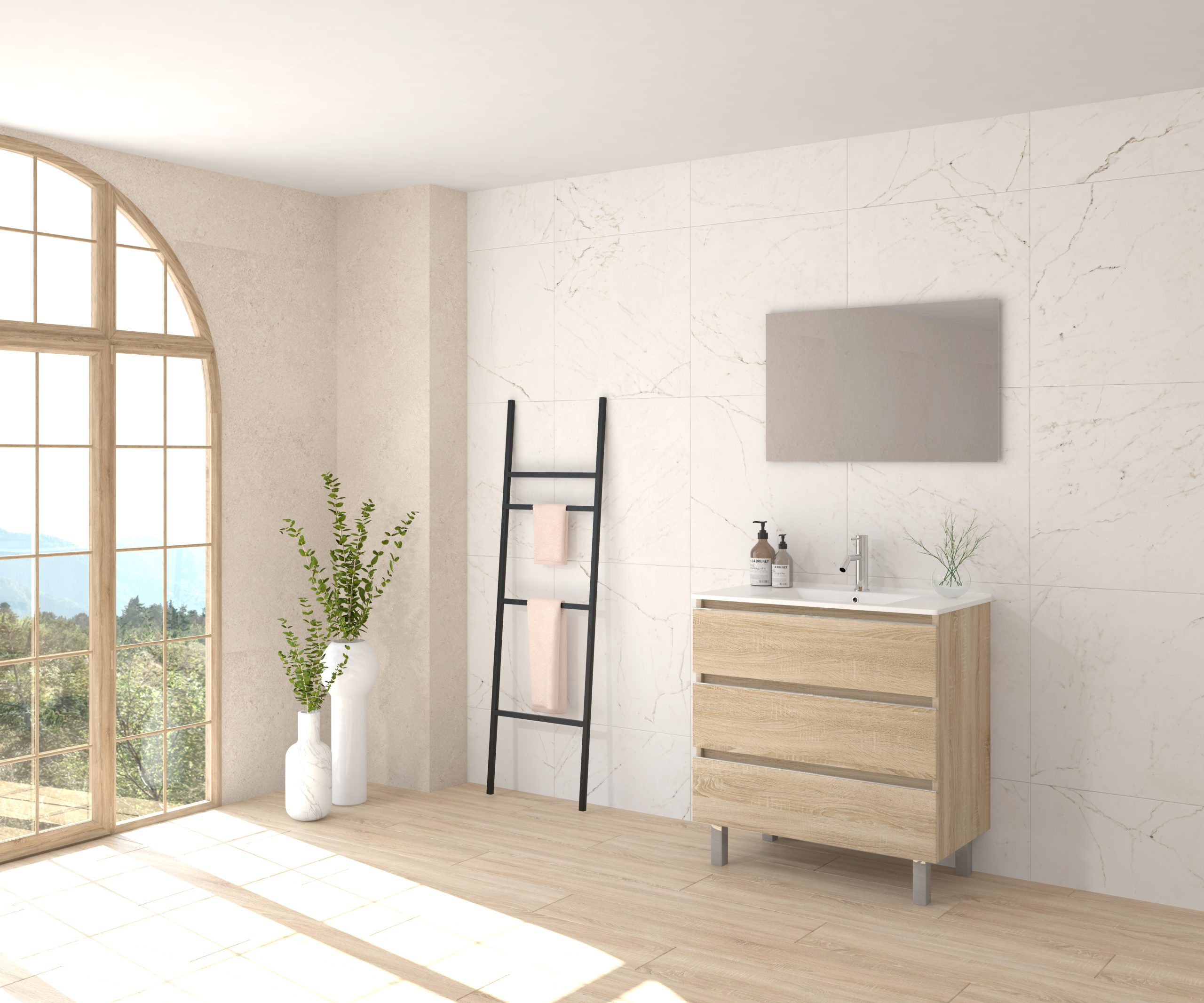 Pack ALEGHE + lavabo + espejo liso