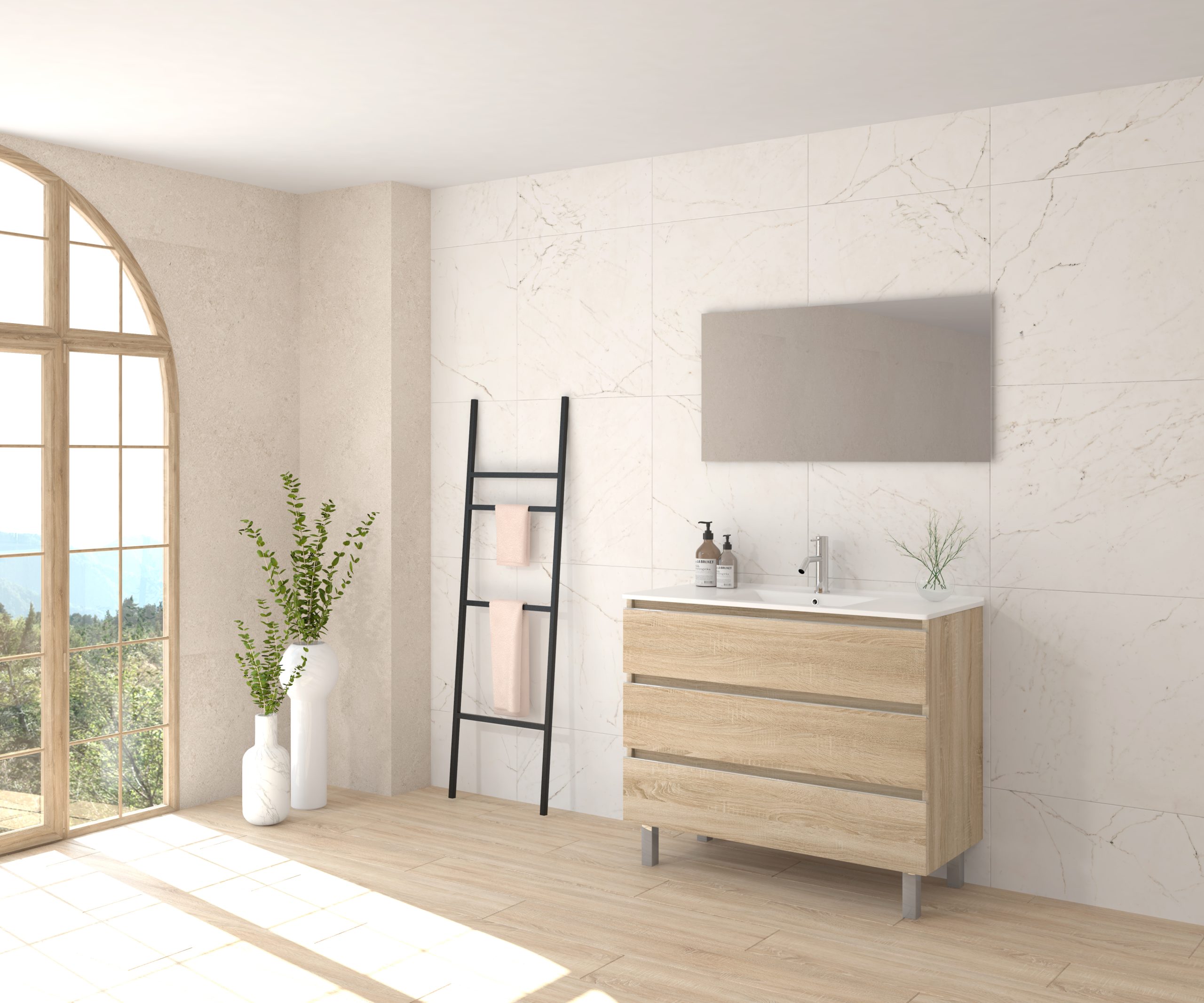 Pack ALEGHE + lavabo + espejo liso