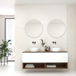 Pack AUDE + lavabo doble + doble espejo circular LED