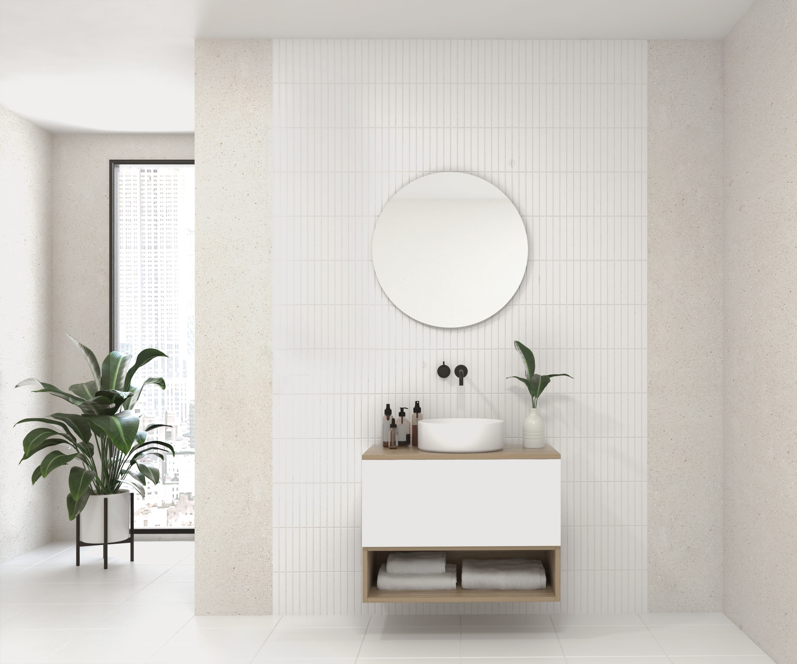 Pack AUDE + vase + miroir circulaire LED