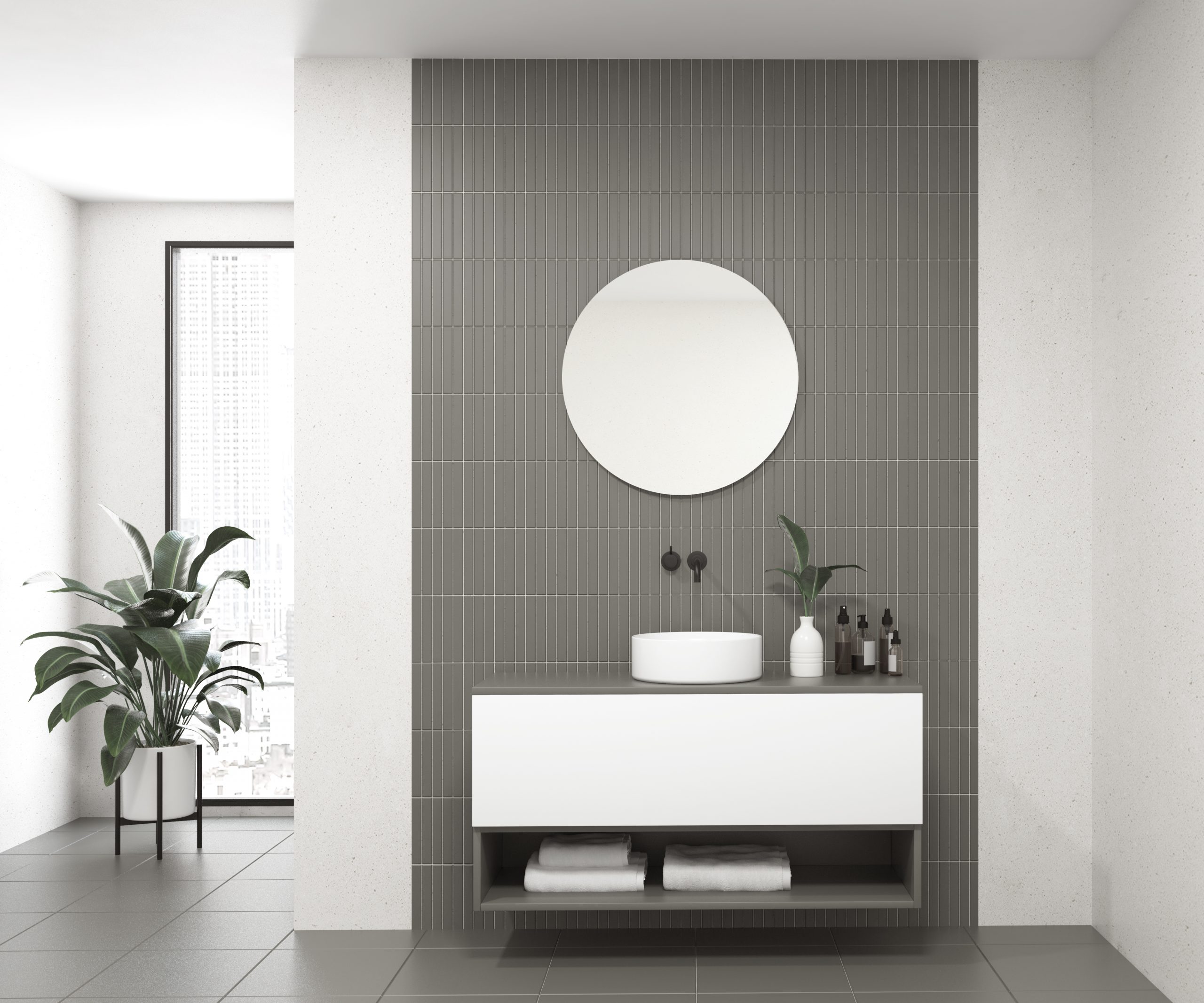 Pack AUDE + vase + miroir circulaire LED