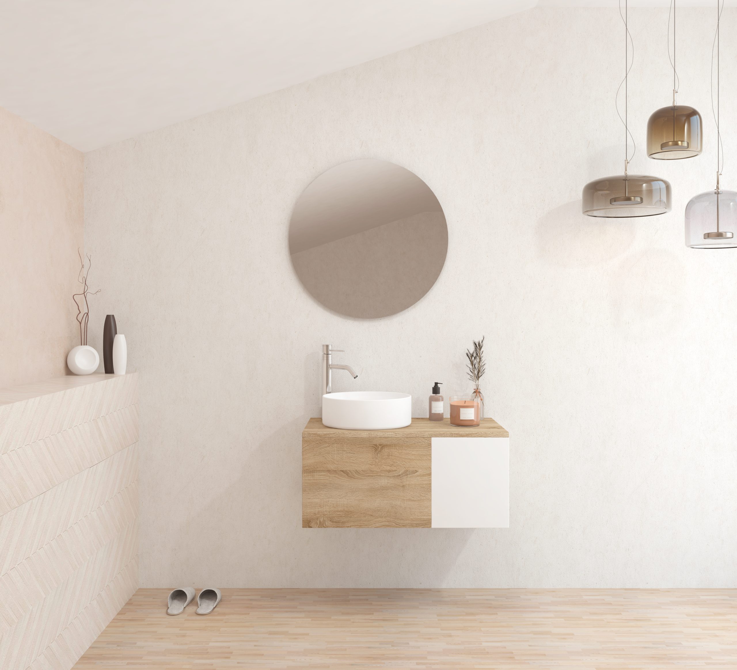 Pack BARDOT + lavabo + miroir rond