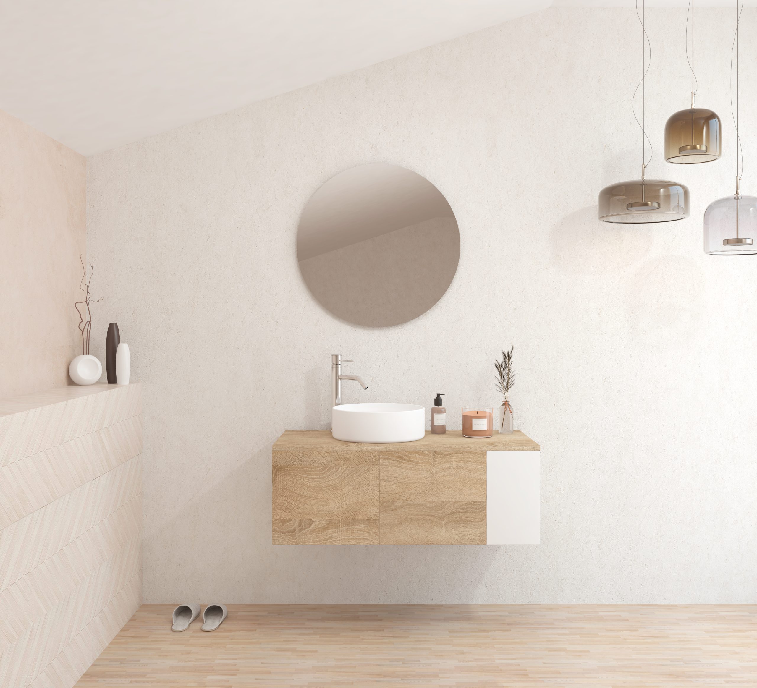 Pack BARDOT + lavabo + miroir rond