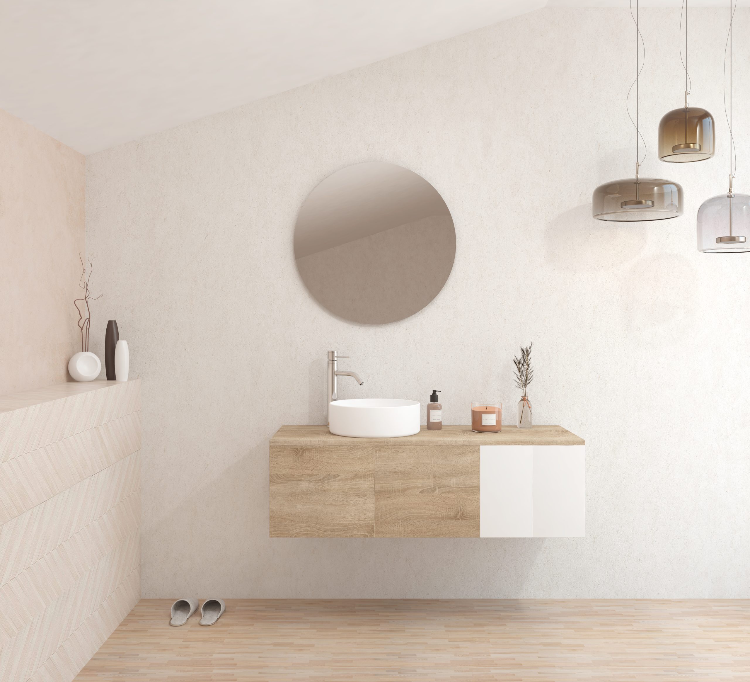 Pack BARDOT + lavabo + miroir rond