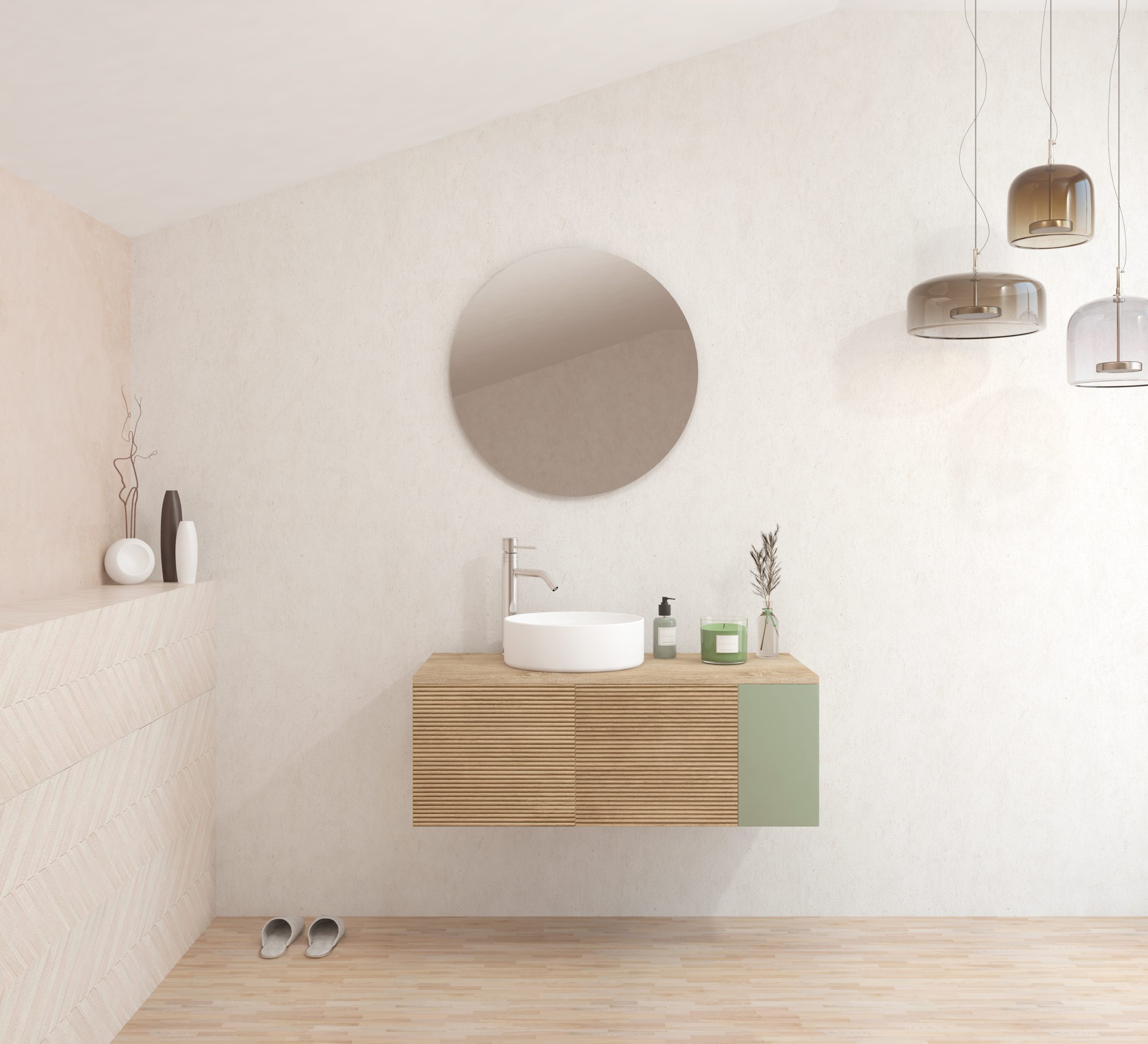 Pack BARDOT + lavabo + miroir rond