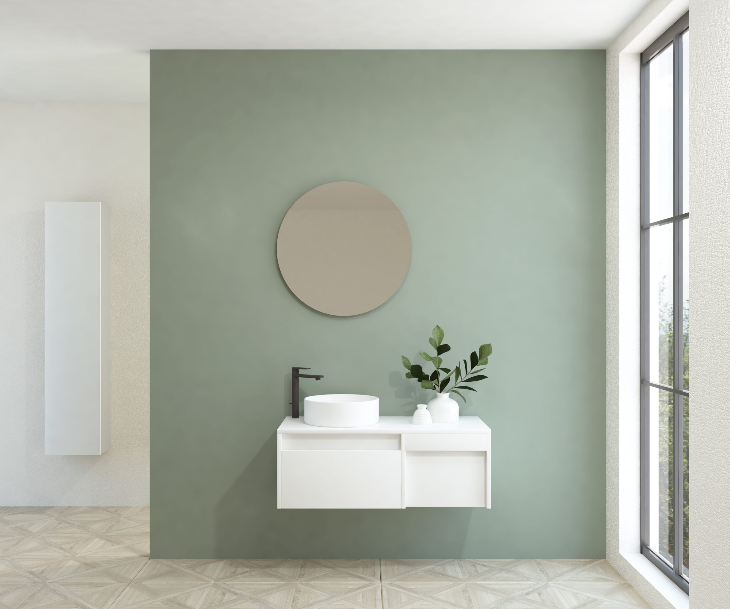 Pack BACHOT + lavabo + espejo circular