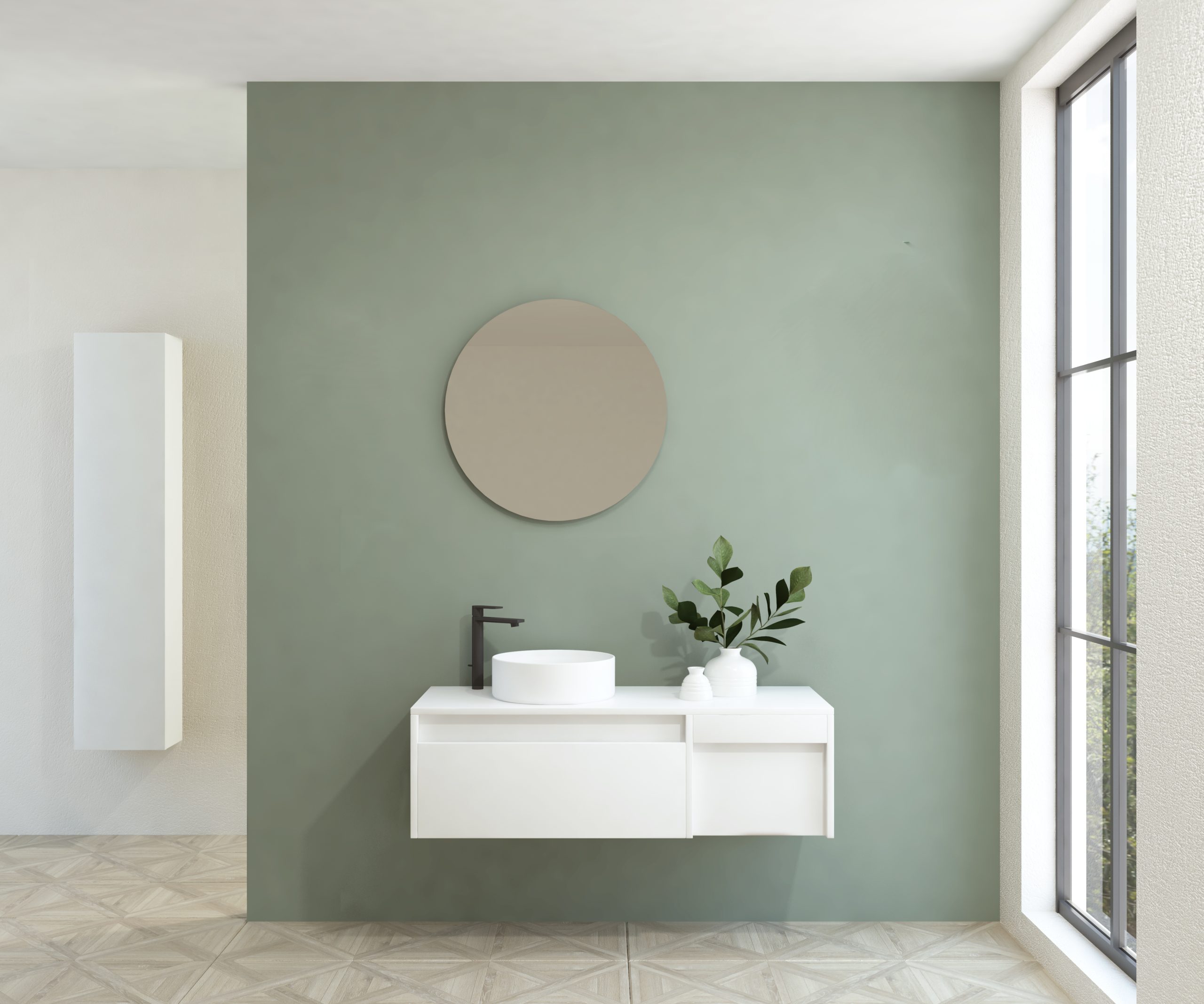 Pack BACHOT + lavabo + espejo circular